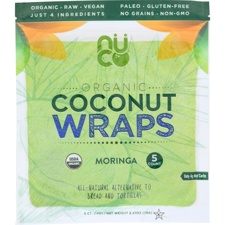 Organic Moringa Coconut Wraps, 2.47 oz