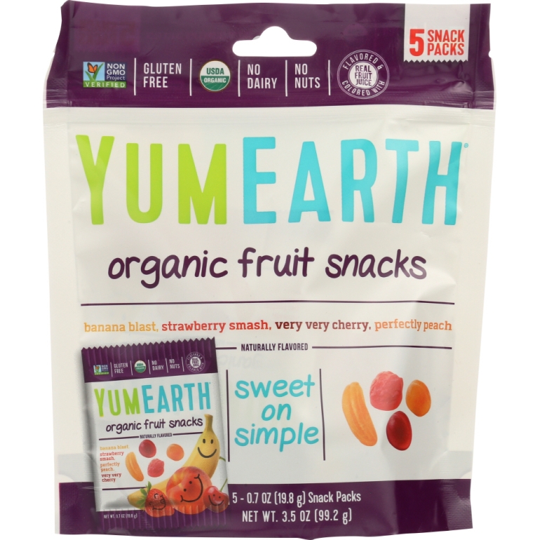 Organic Fruit Snacks 5 Snack Packs, 3.5 oz