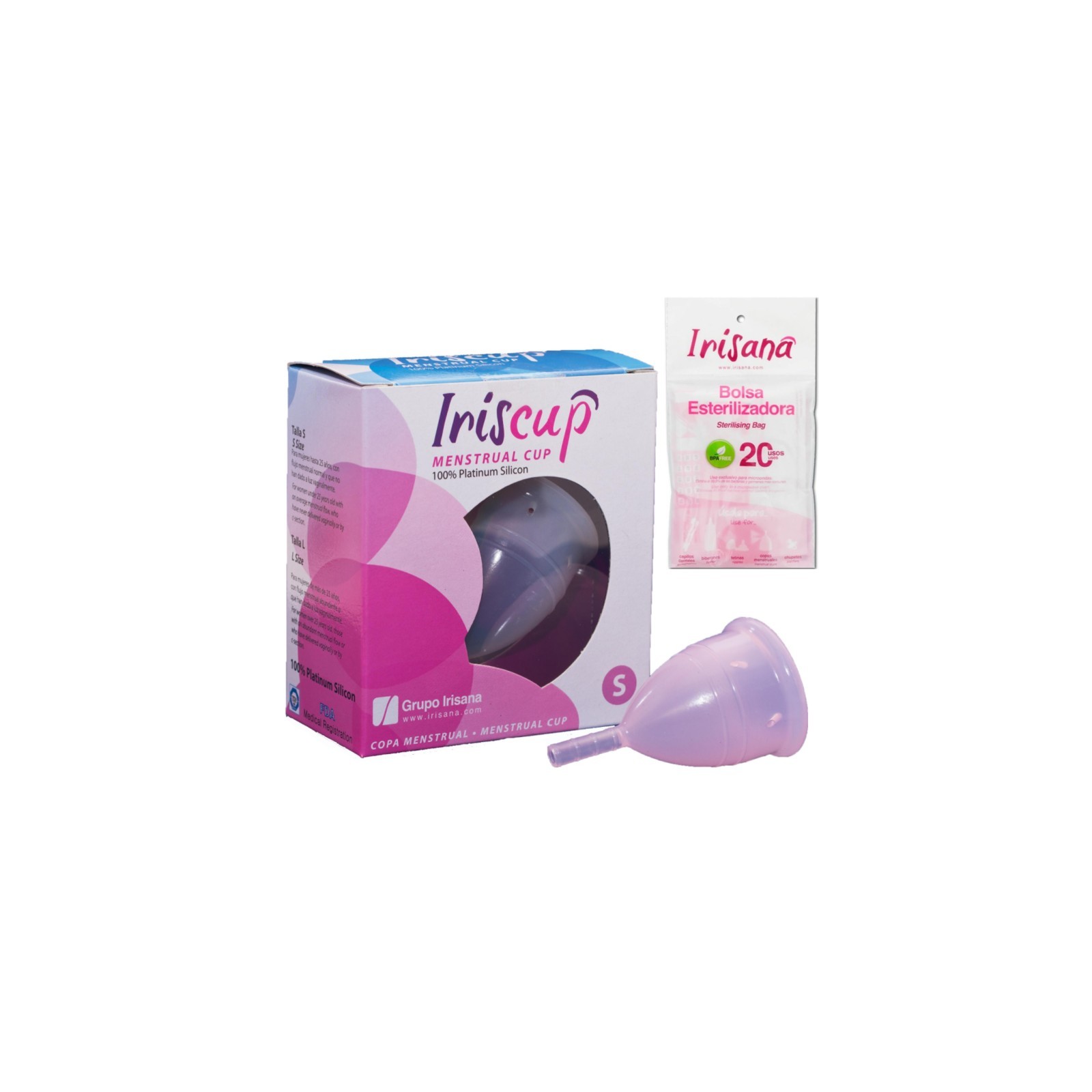Copa Menstrual Rosa Pequeña con Bolsa Esterilizadora Copa Menstrual Rosa Pequeña con Bolsa Esterilizadora