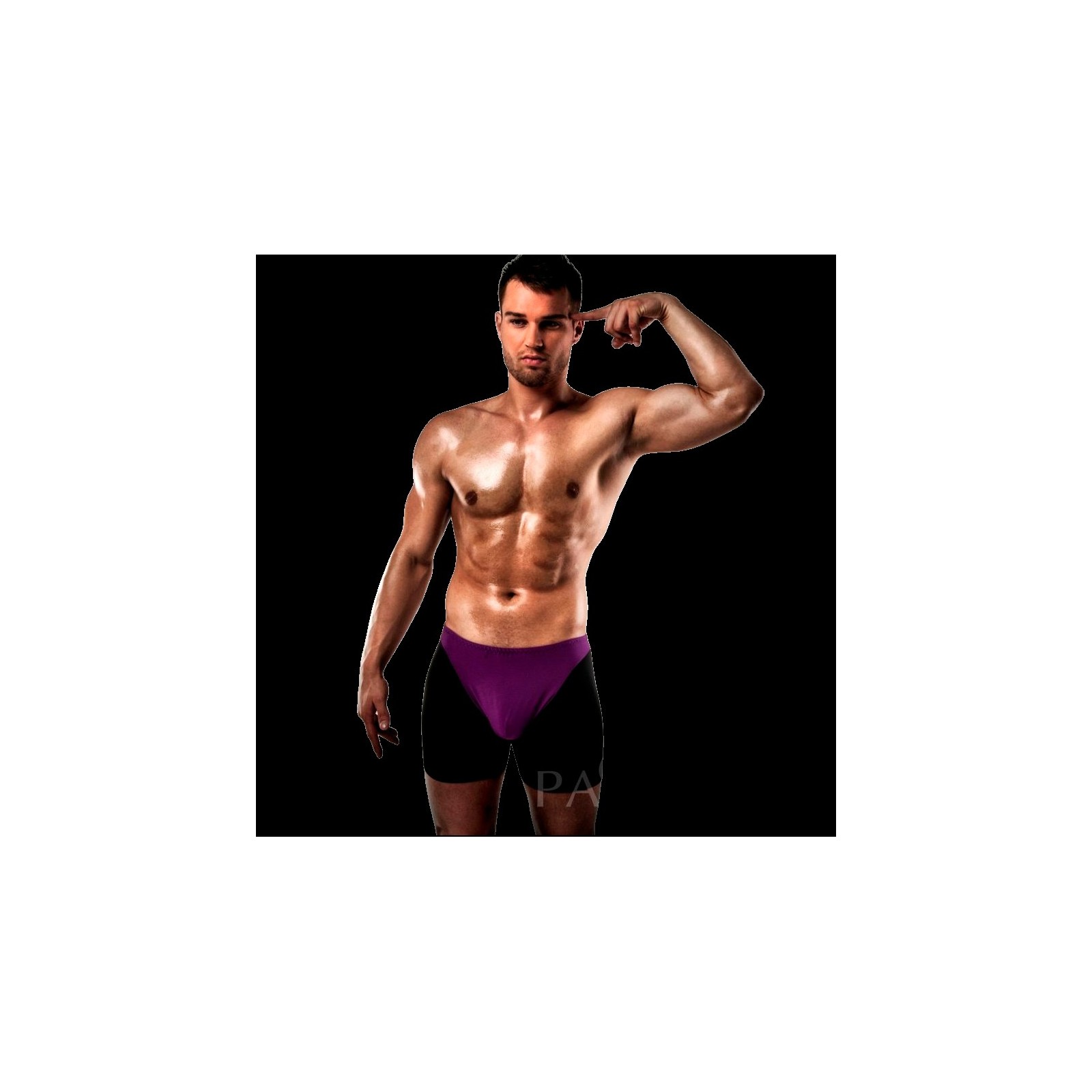 Passion - Boxer 009 Lila/ Negro - S/M Passion - Boxer 009 Lila/ Negro - S/M