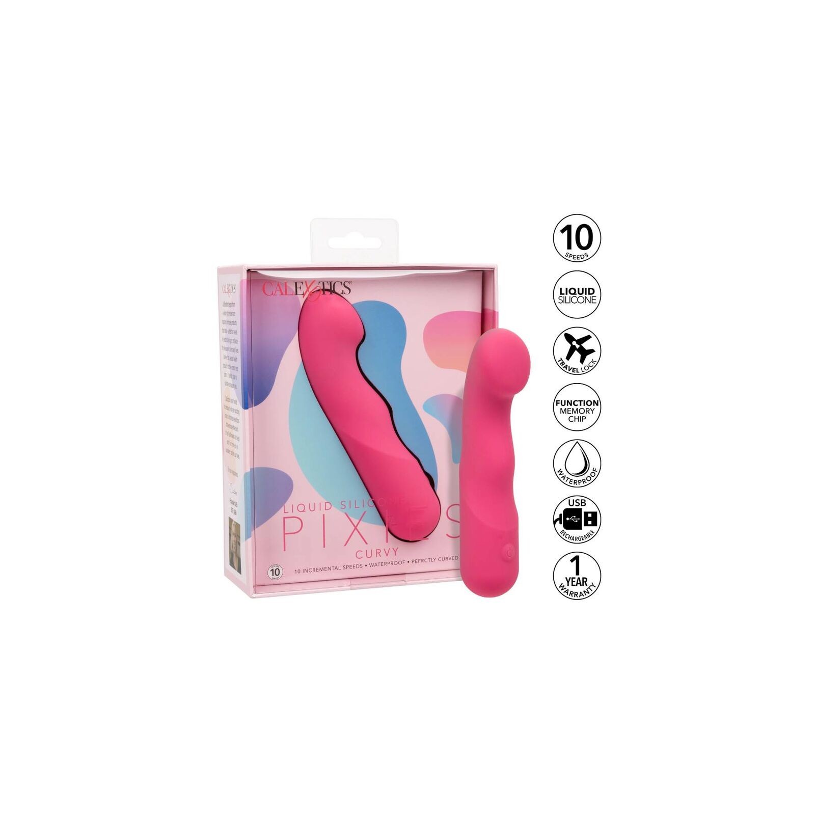 Vibrador Pixies Curvy con 10 Velocidades Vibrador Pixies Curvy con 10 Velocidades