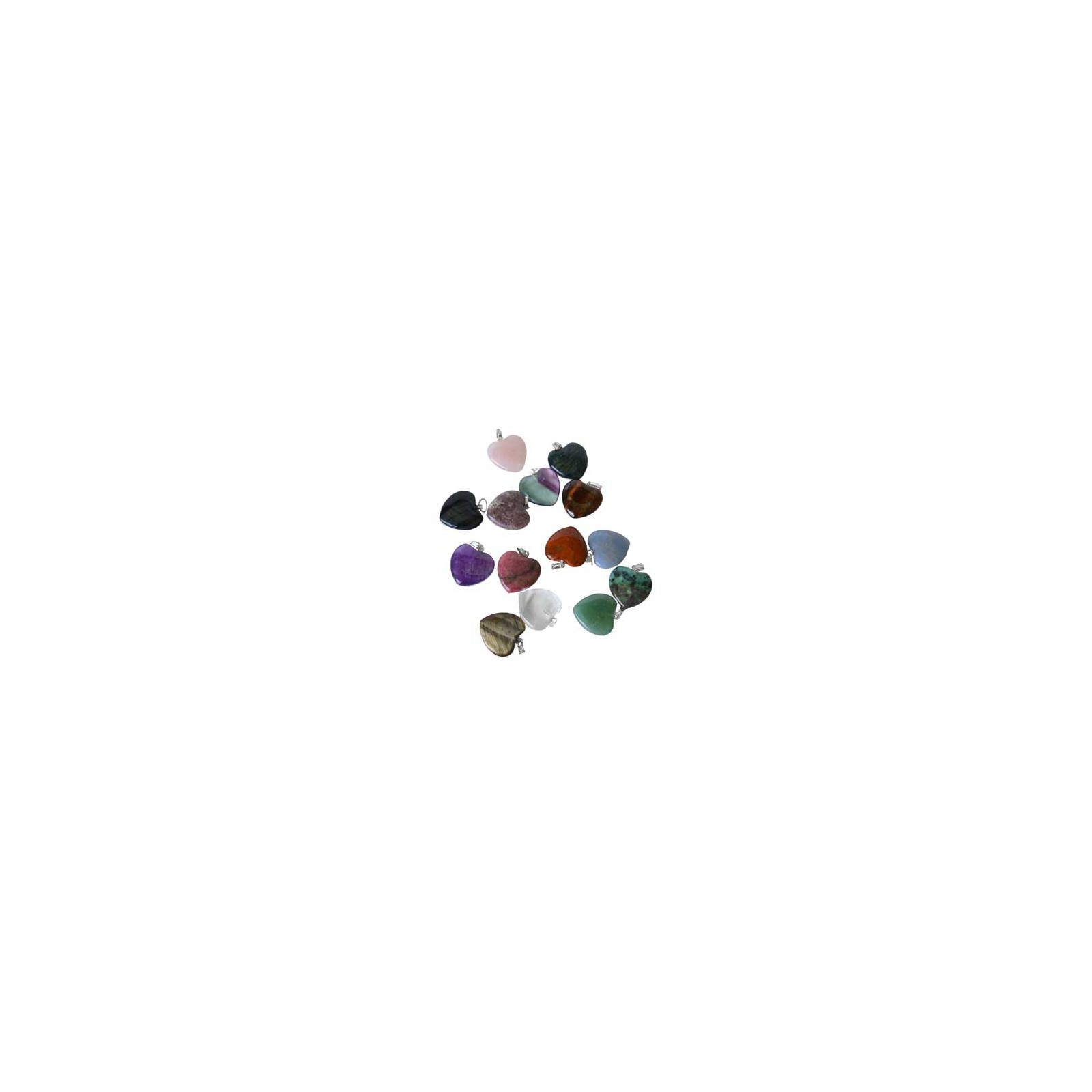 Juego de 24 Colgantes Corazón de Piedras Variadas Juego de 24 Colgantes Corazón de Piedras Variadas