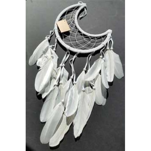8 1/2" Half Moon White Dream Catcher for Peaceful Sleep
