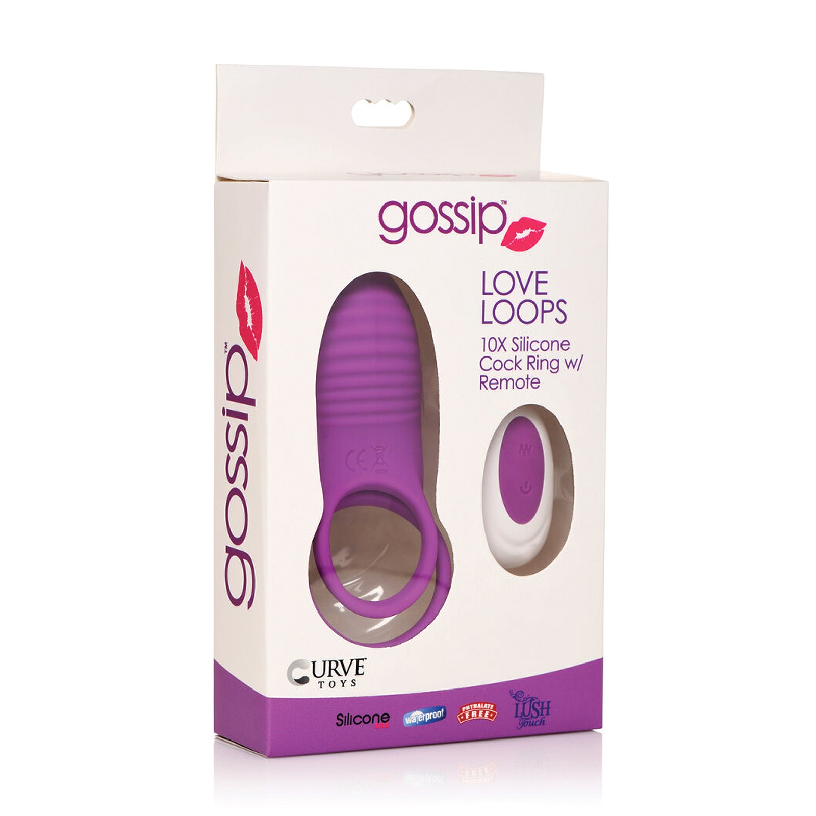 Anillo para el Pene de Silicona Curve Toys Gossip Love Loops 10X con Control Remoto - Violeta Anillo para el Pene de Silicona Curve Toys Gossip Love Loops 10X con Control Remoto - Violeta