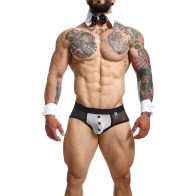 Male Basics Brief MOB Maitre D con Moño y Puños Franceses