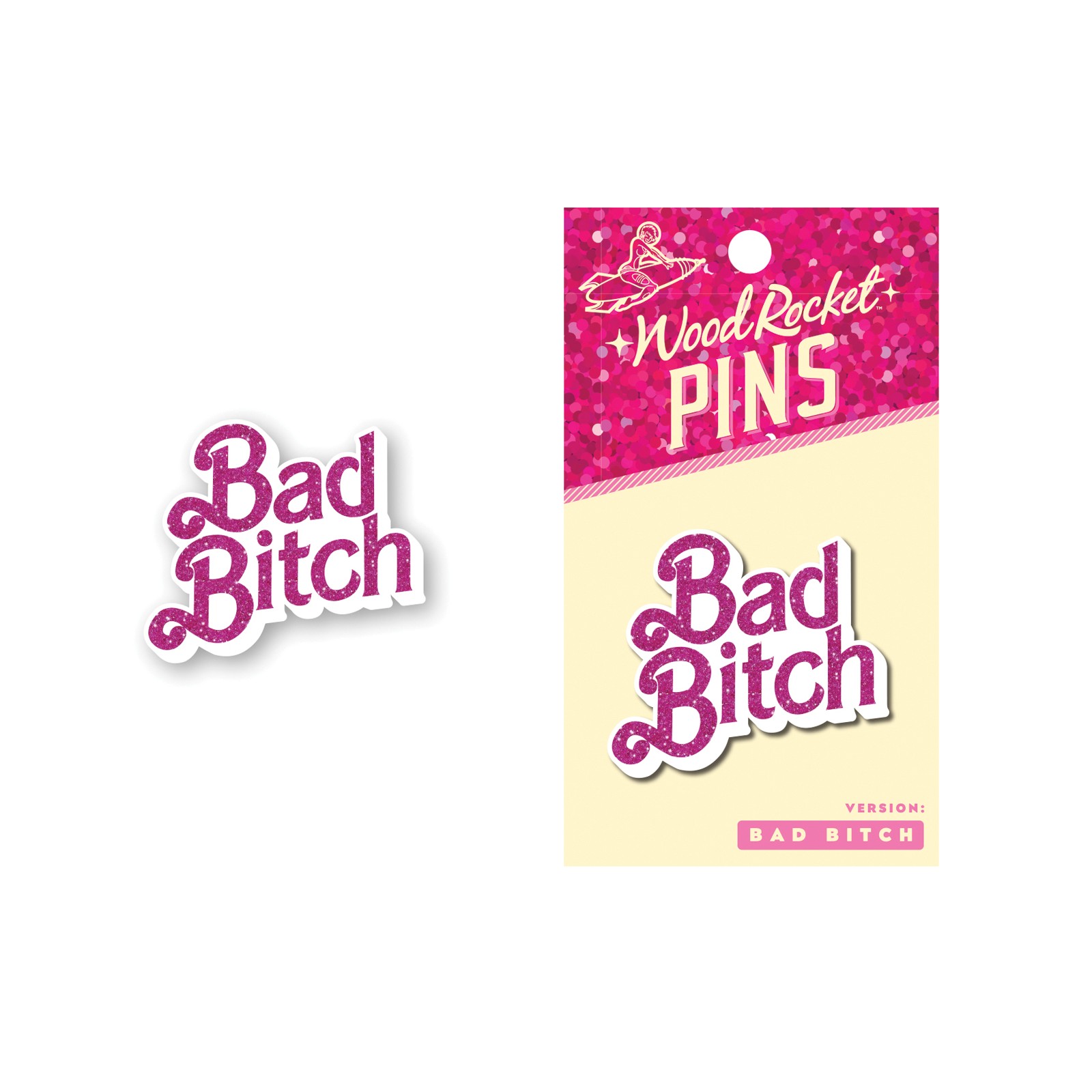 Wood Rocket Bad Bitch Enamel Pin for Fun Accessories Wood Rocket Bad Bitch Enamel Pin for Fun Accessories