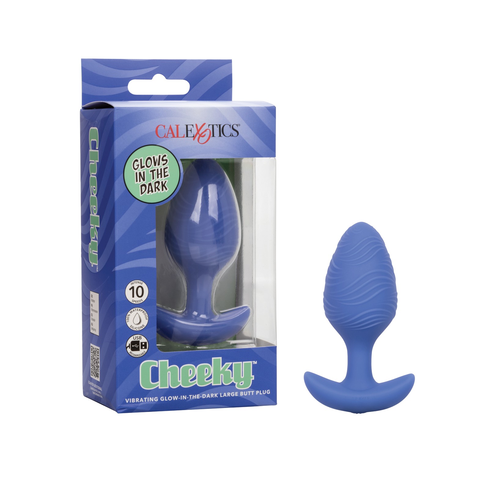 Plug Anal Vibrante Cheeky Brilla en la Oscuridad - Grande Azul Plug Anal Vibrante Cheeky Brilla en la Oscuridad - Grande Azul