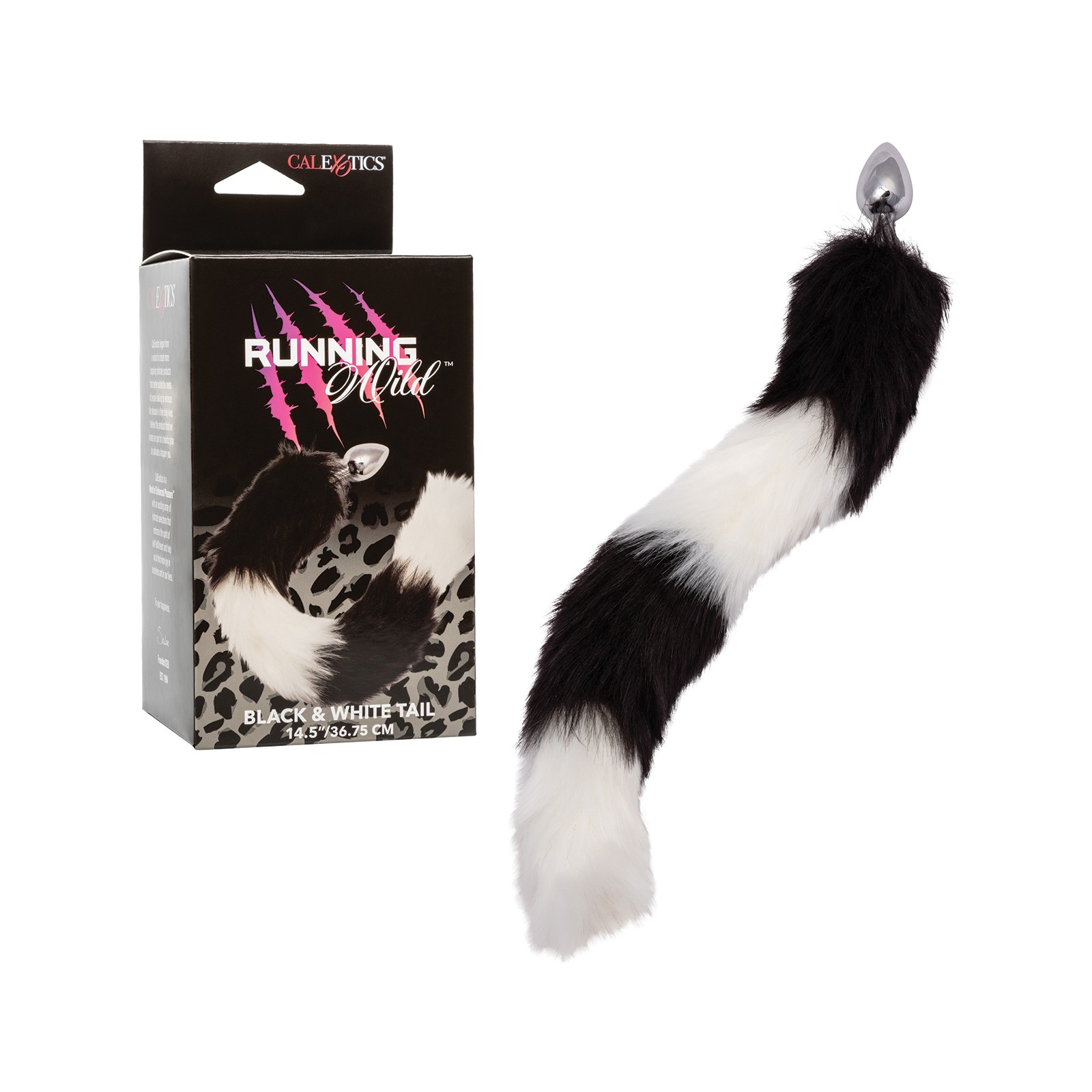 Probe Anal Metálica con Cola Running Wild - Negro y Blanco Probe Anal Metálica con Cola Running Wild - Negro y Blanco