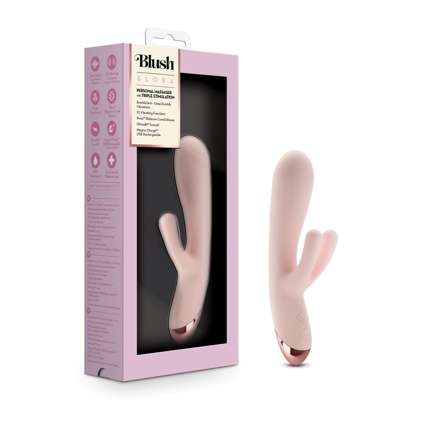 Vibrador Conejo Blush Elora para Estimulación del Punto G y Clítoris Vibrador Conejo Blush Elora para Estimulación del Punto G y Clítoris