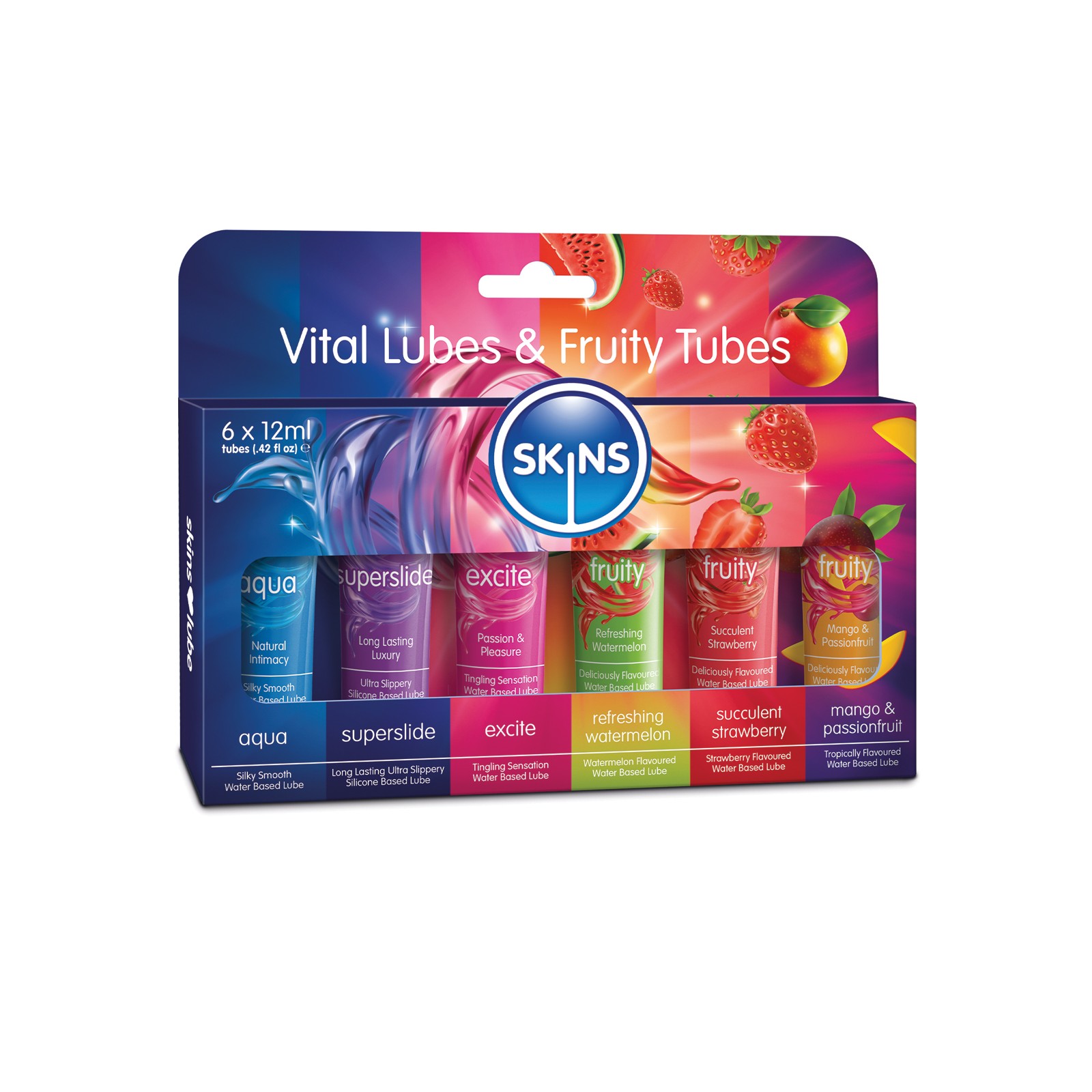 Lubricantes Vitales Skins Sabor Frutal Pack de 6 Lubricantes Vitales Skins Sabor Frutal Pack de 6
