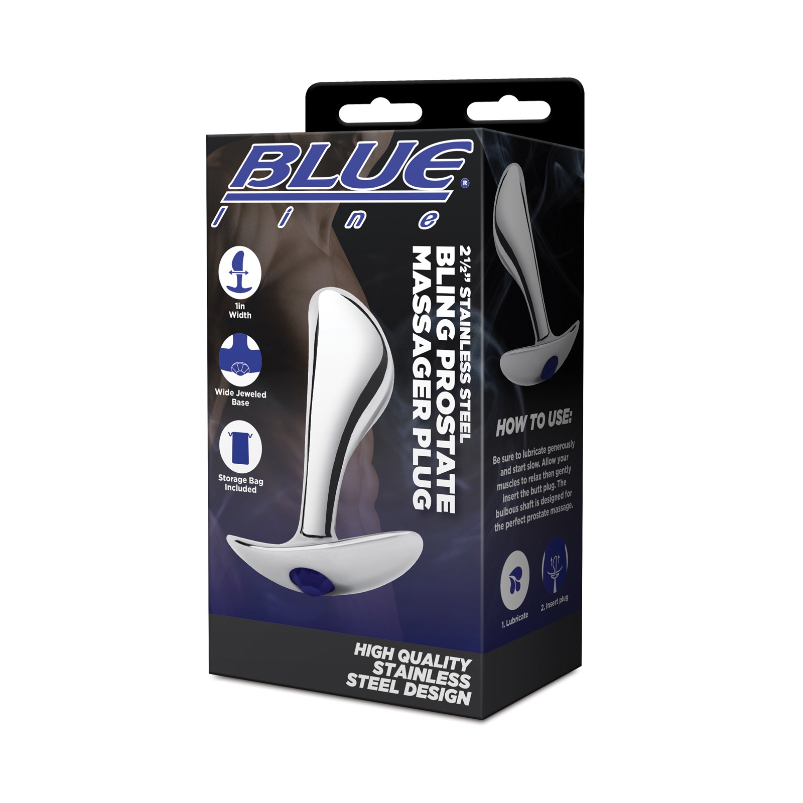 Masajeador de Próstata de Acero Inoxidable 2.5 Pulgadas Blue Line Masajeador de Próstata de Acero Inoxidable 2.5 Pulgadas Blue Line