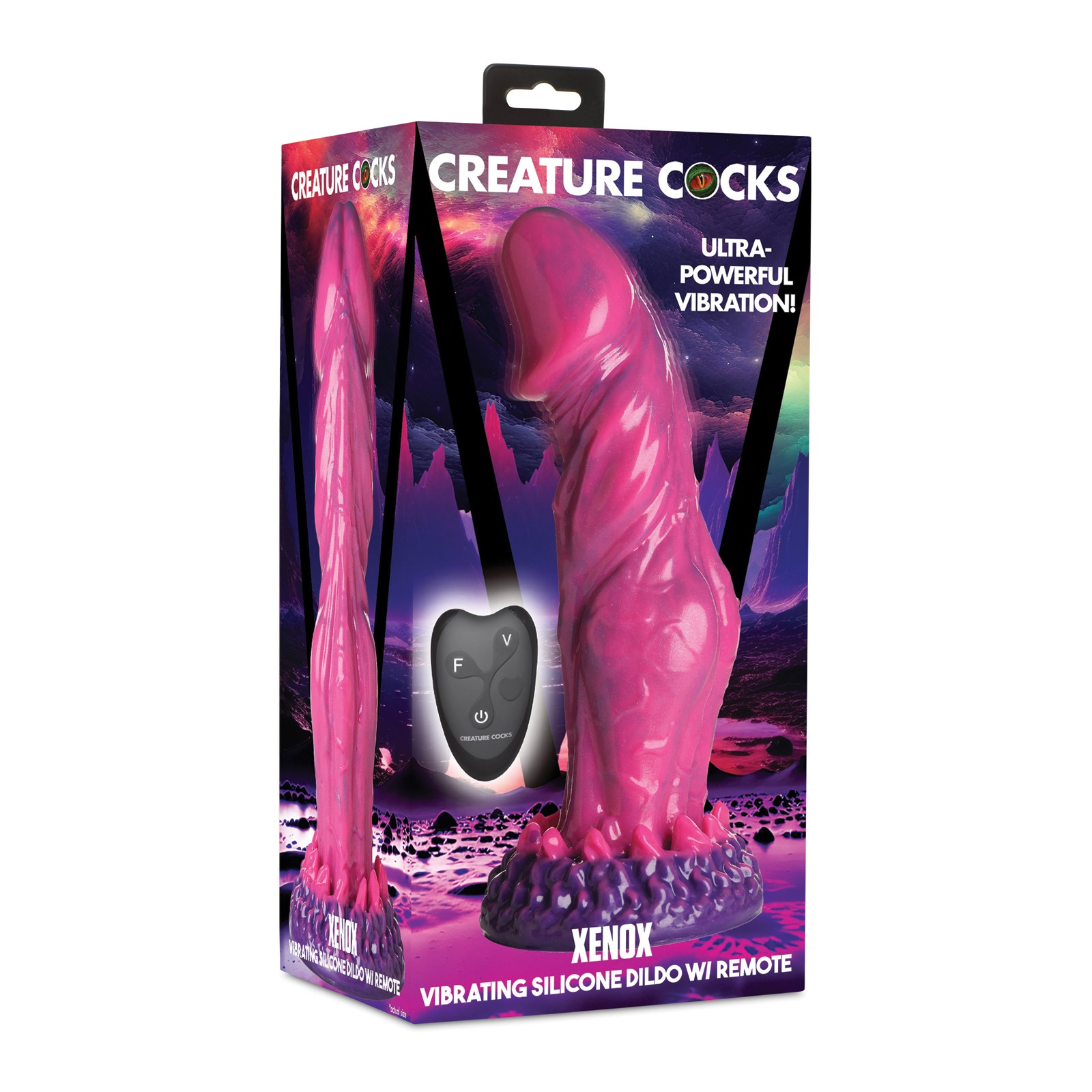 Creature Cocks Xenox Vibrating Dildo Remote Pink Purple Creature Cocks Xenox Vibrating Dildo Remote Pink Purple