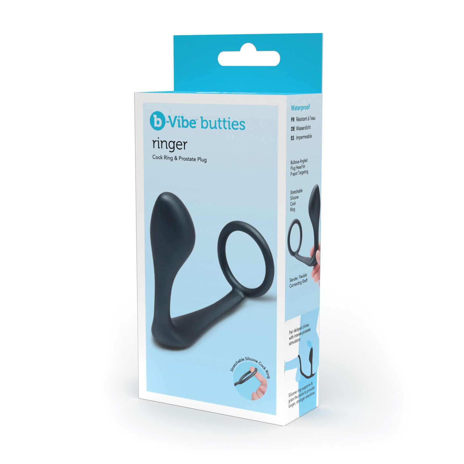 b-Vibe Anillo para el Pene y Plug Prostático Negro b-Vibe Anillo para el Pene y Plug Prostático Negro