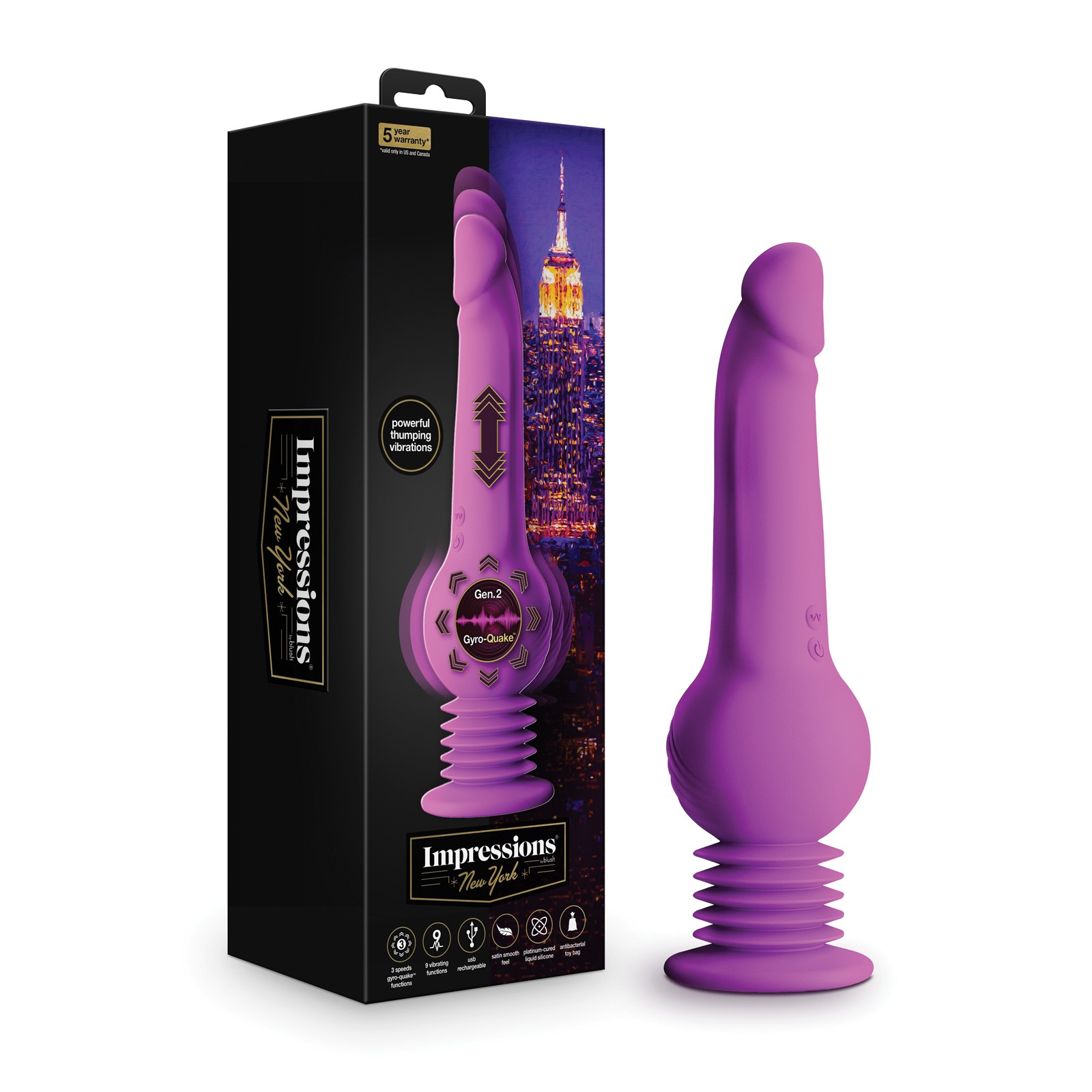 Dildo Blush Impressions New York Gyro Quake - Púrpura Dildo Blush Impressions New York Gyro Quake - Púrpura