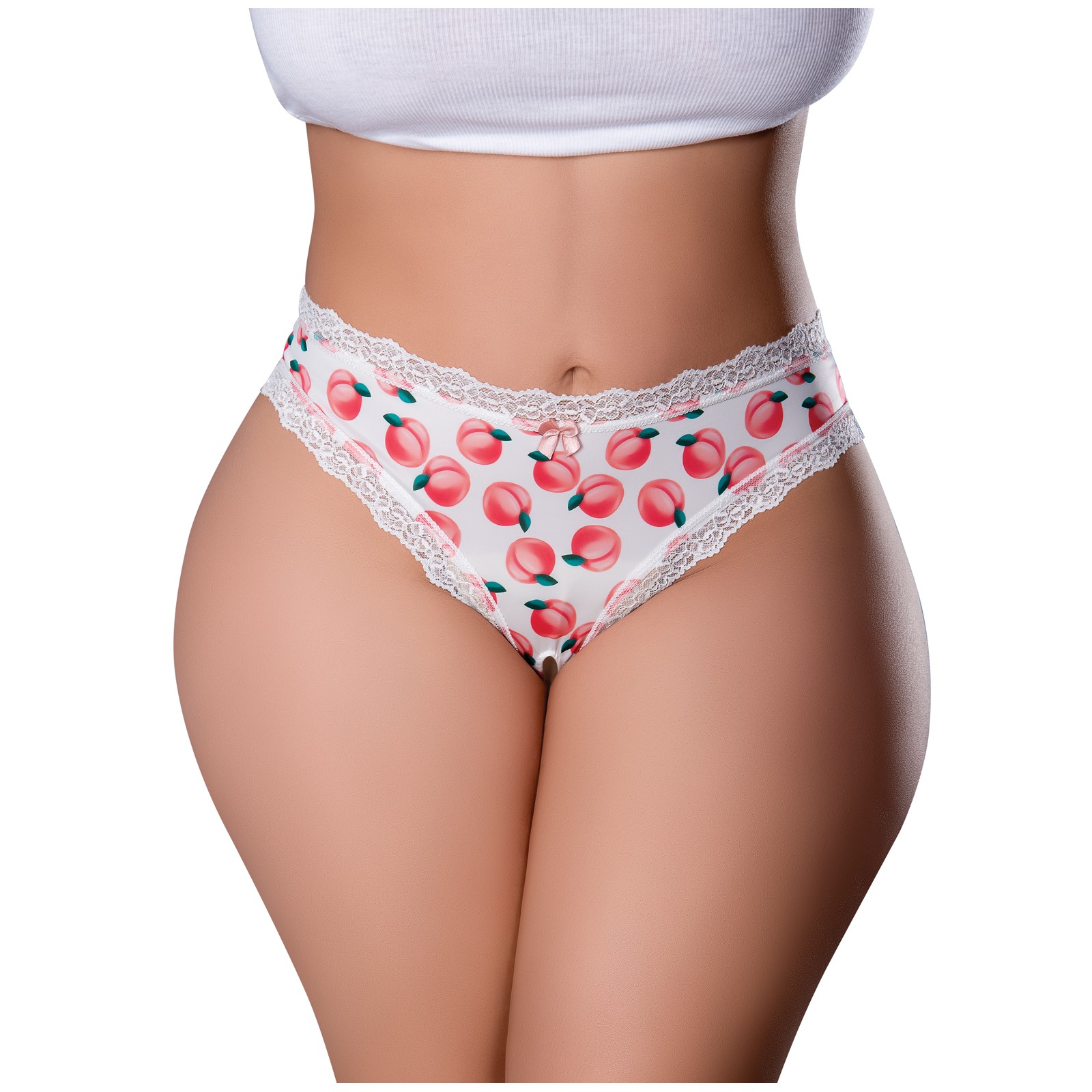 Sweet Treats Crotchless Thong Edible Lube White QN - Indulgent Pleasure Sweet Treats Crotchless Thong Edible Lube White QN - Indulgent Pleasure