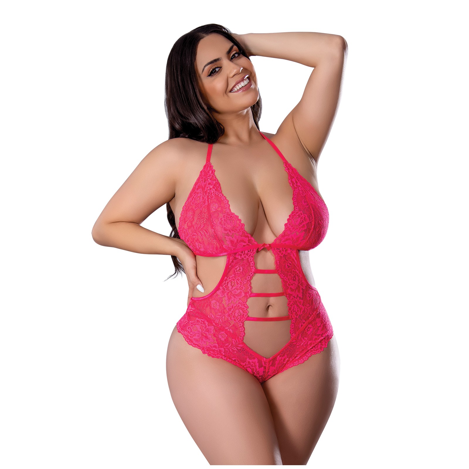 Get It Girl Lace Halter Teddy with Snap Crotch Get It Girl Lace Halter Teddy with Snap Crotch