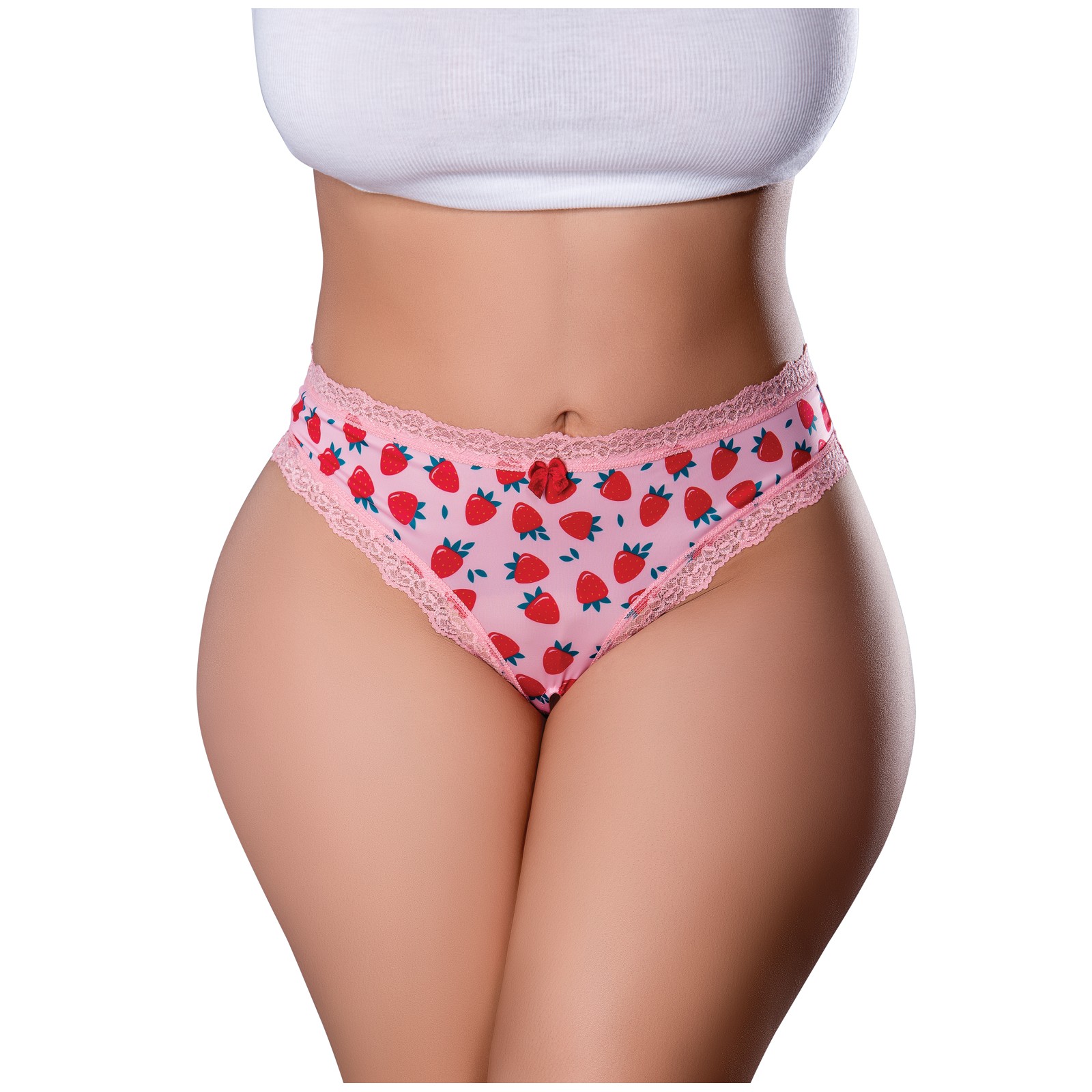 Tanga Crotchless con Lubricante de Fresa - Rosa Tanga Crotchless con Lubricante de Fresa - Rosa