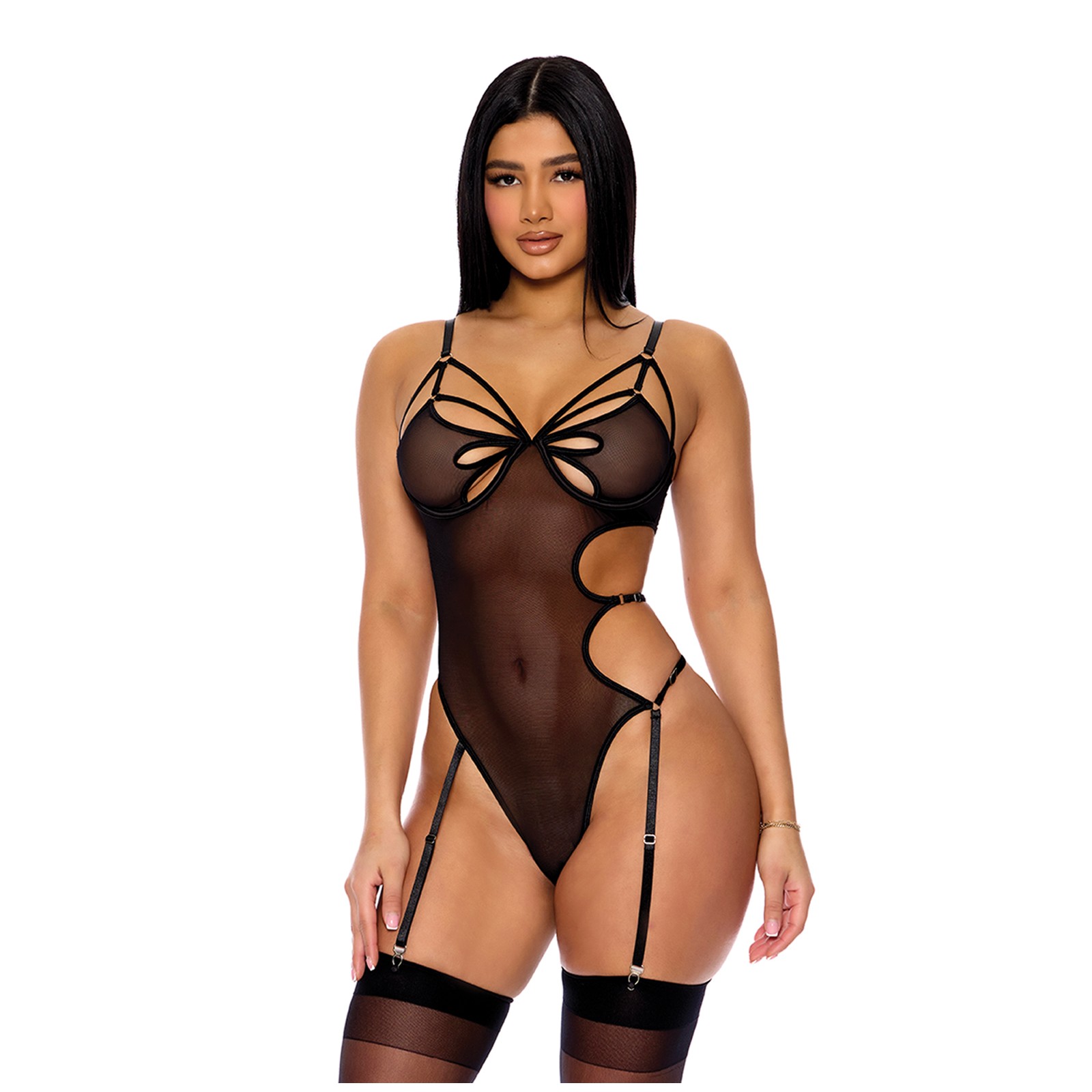 Feeling Butterflies Mesh Teddy w/Garters Feeling Butterflies Mesh Teddy w/Garters