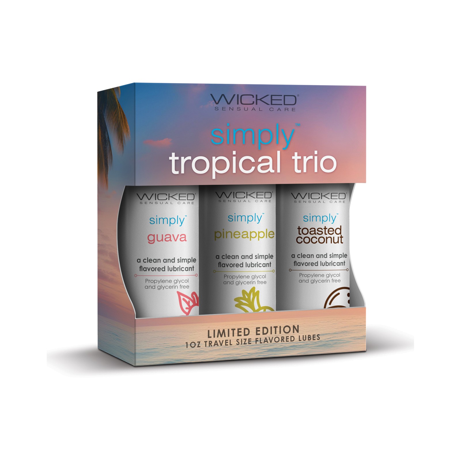 Wicked Sensual Care Tropical Trio Travel Size Flavored Lubes - Indulge in Flavor Wicked Sensual Care Tropical Trio Travel Size Flavored Lubes - Indulge in Flavor