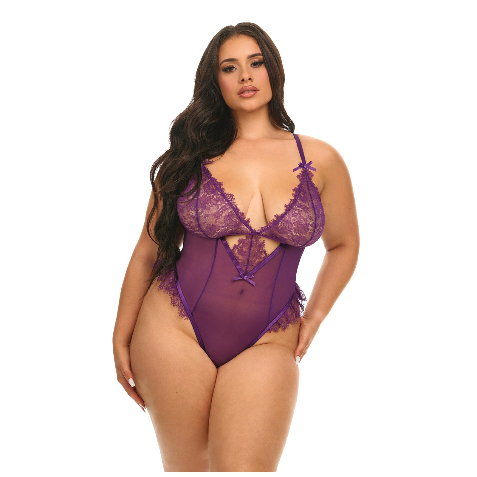 Katana Mesh and Lace Teddy Purple 1X/2X Katana Mesh and Lace Teddy Purple 1X/2X