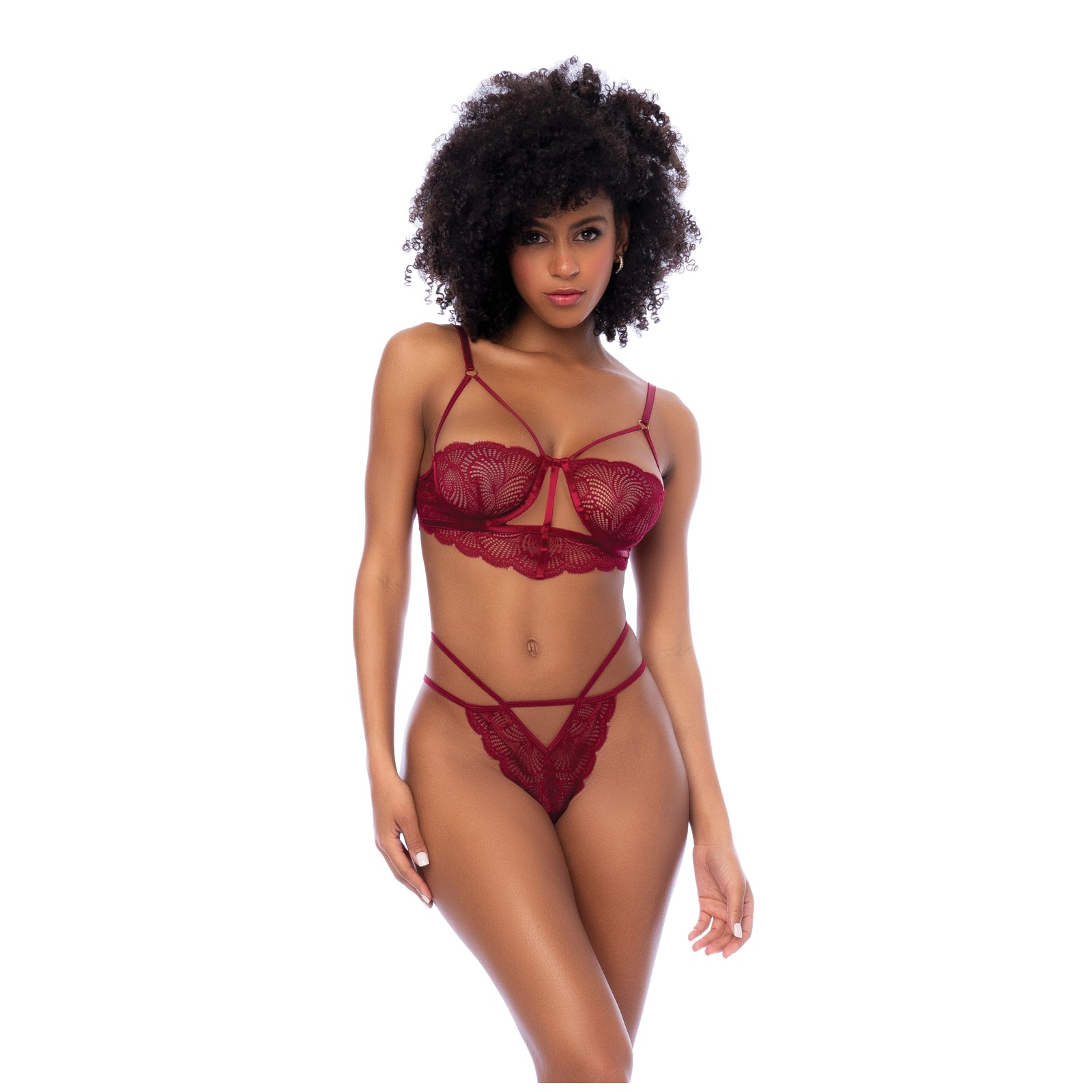 Lace Underwire Top & Thong Set - Rosewood L/XL Lace Underwire Top & Thong Set - Rosewood L/XL