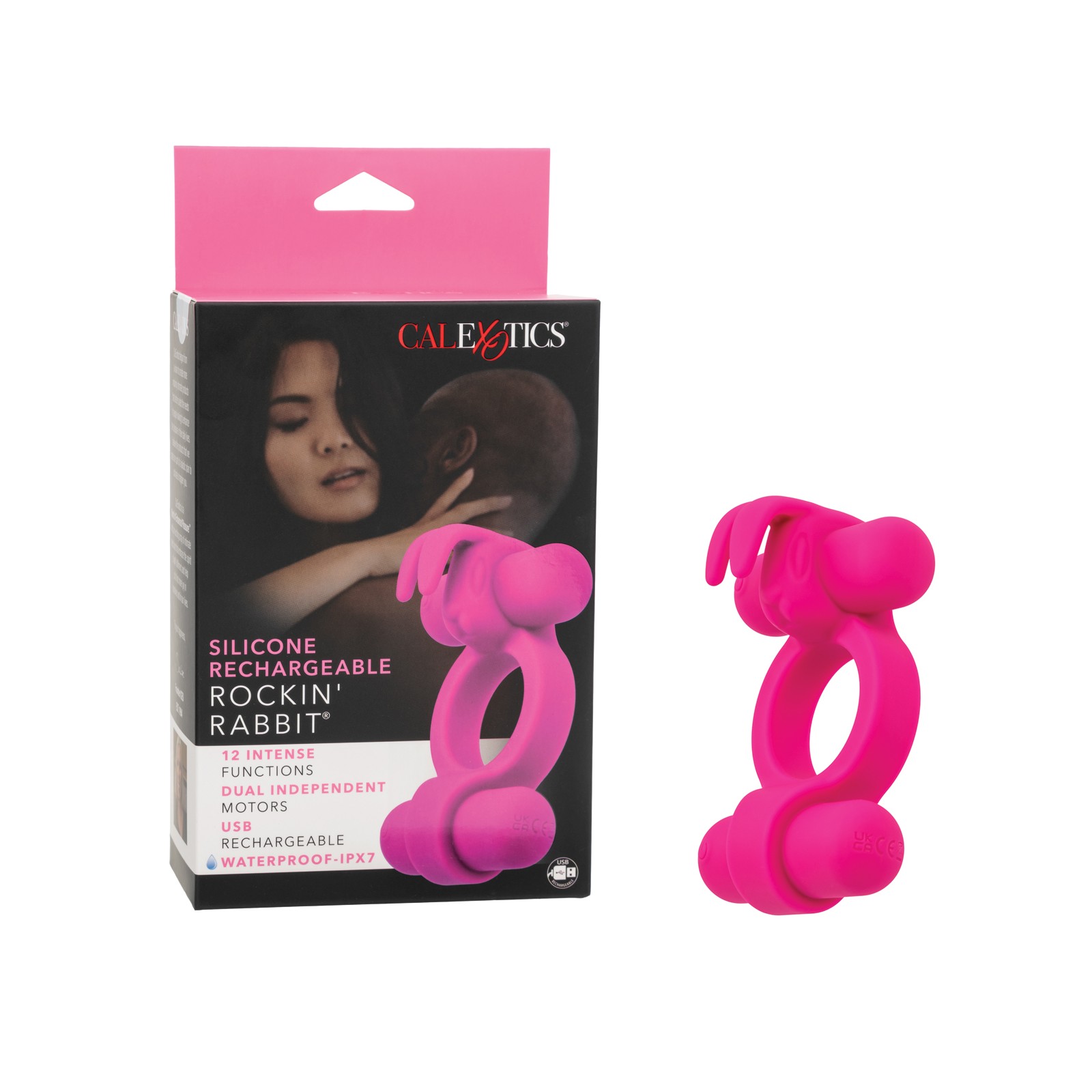 Mejorador de Pareja Conejito Rockin' de Silicona Recargable Fucsia Mejorador de Pareja Conejito Rockin' de Silicona Recargable Fucsia