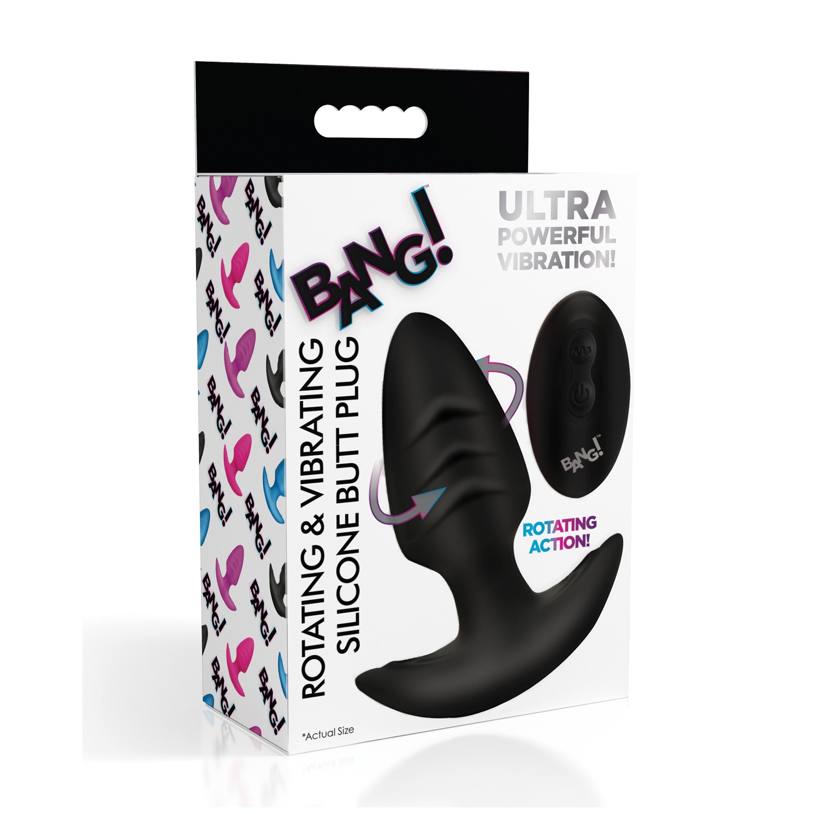 Plug Anal Rotatorio y Vibrante Bang con Control Remoto en Negro Plug Anal Rotatorio y Vibrante Bang con Control Remoto en Negro