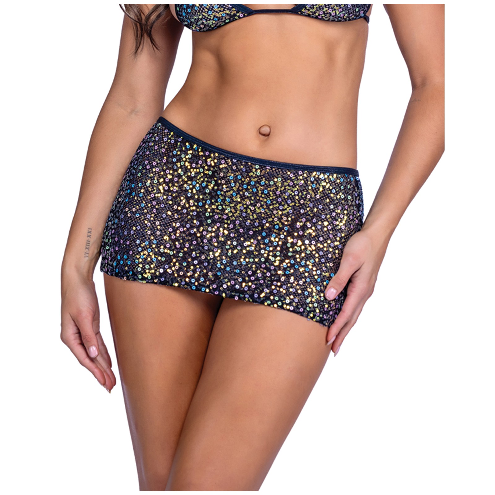 Falda de Red con Lentejuelas Negra Multi MD Falda de Red con Lentejuelas Negra Multi MD