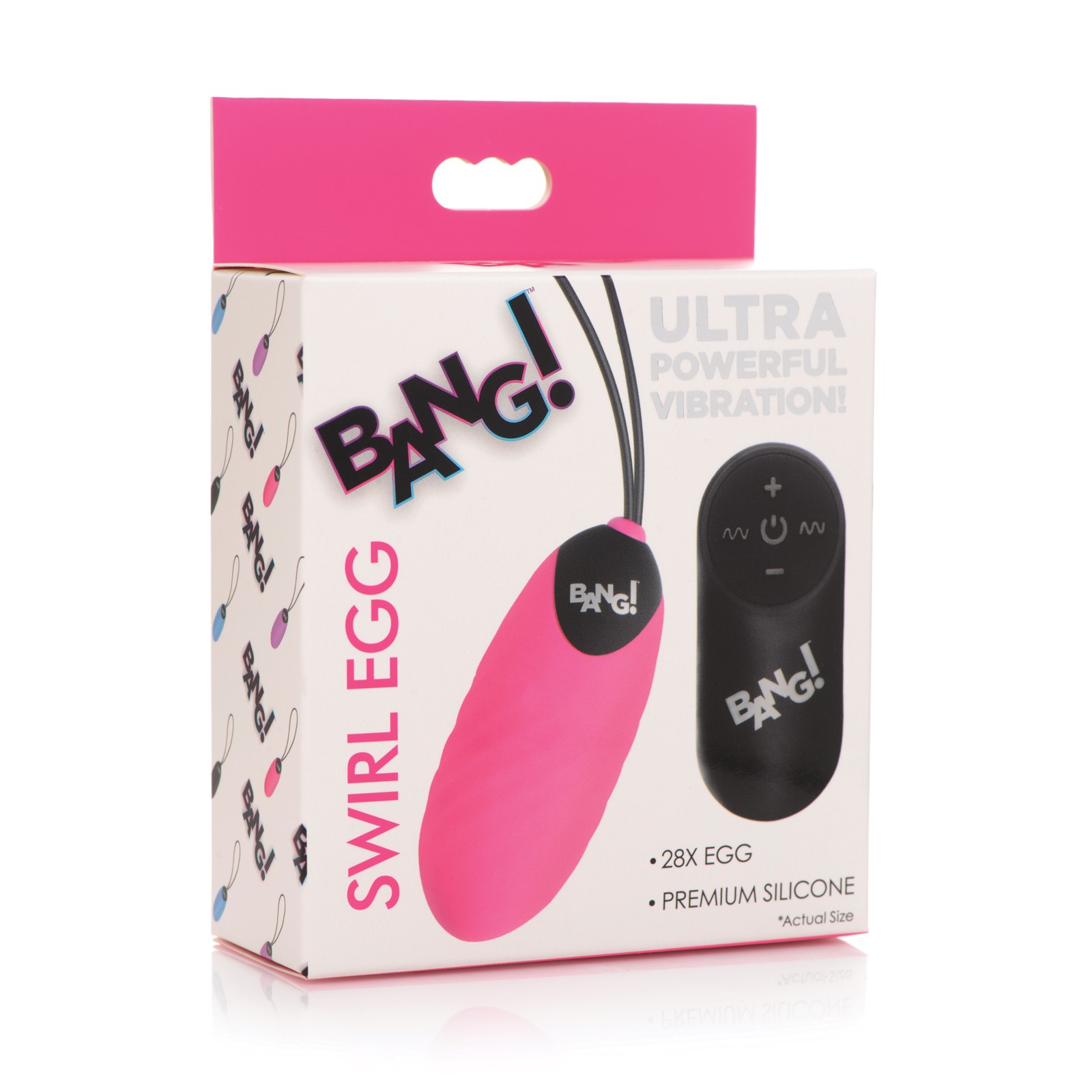 Bang Huevo de Silicona 28X Swirl con Control Remoto Rosa Bang Huevo de Silicona 28X Swirl con Control Remoto Rosa