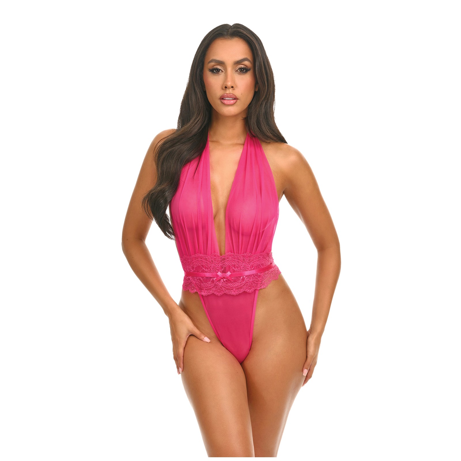 Teddy Halter de Encaje y Malla Maylah - Rosa L/XL Teddy Halter de Encaje y Malla Maylah - Rosa L/XL