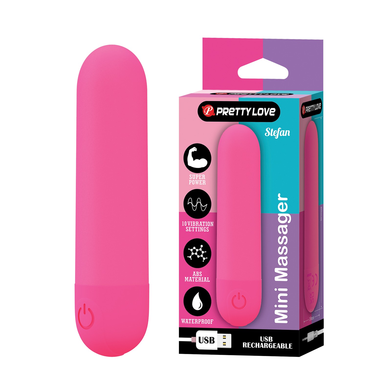 Pretty Love Stephan Mini Massager Bullet Hot Pink Pretty Love Stephan Mini Massager Bullet Hot Pink