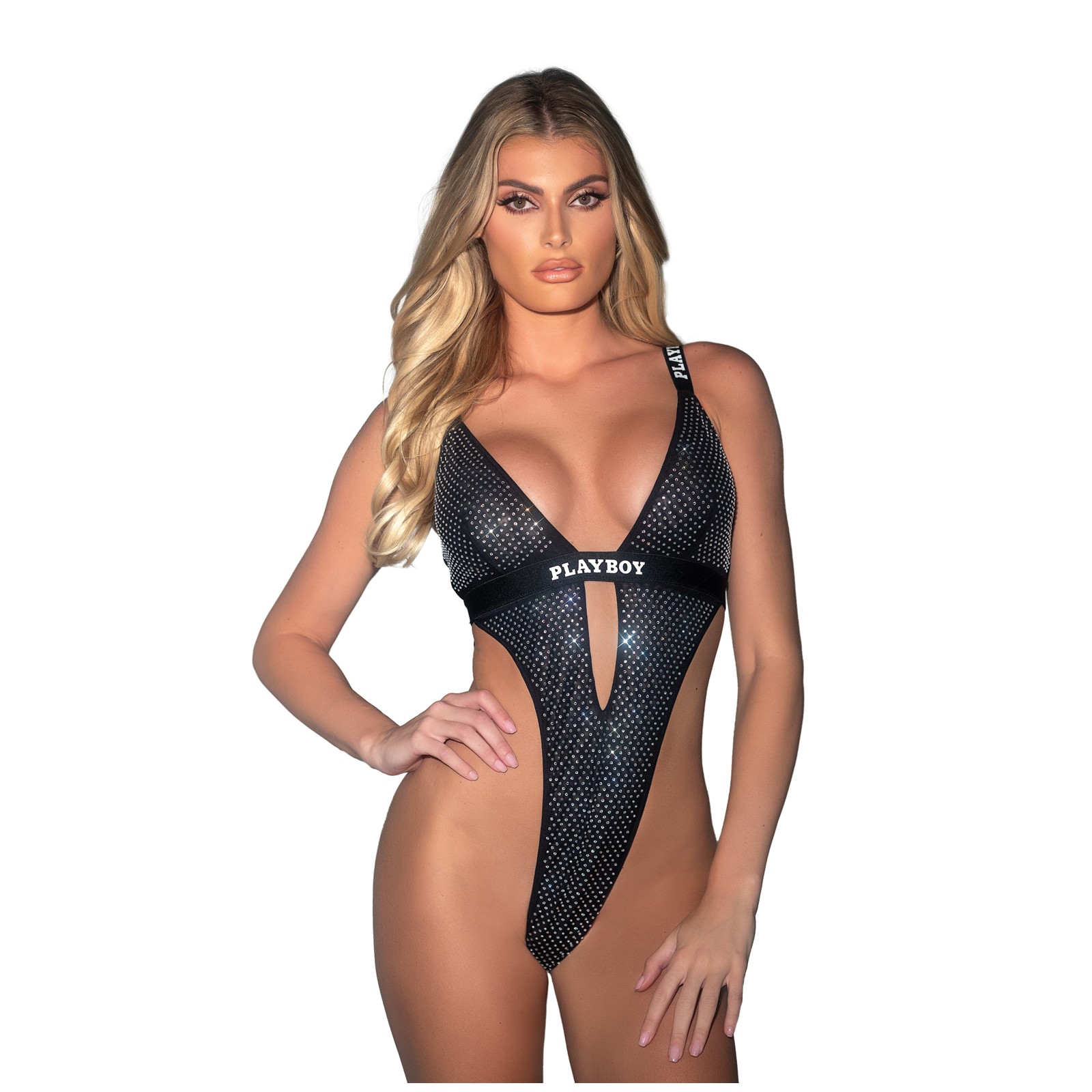 Playboy Disco Fever Rhinestone Teddy - Black LG Playboy Disco Fever Rhinestone Teddy - Black LG