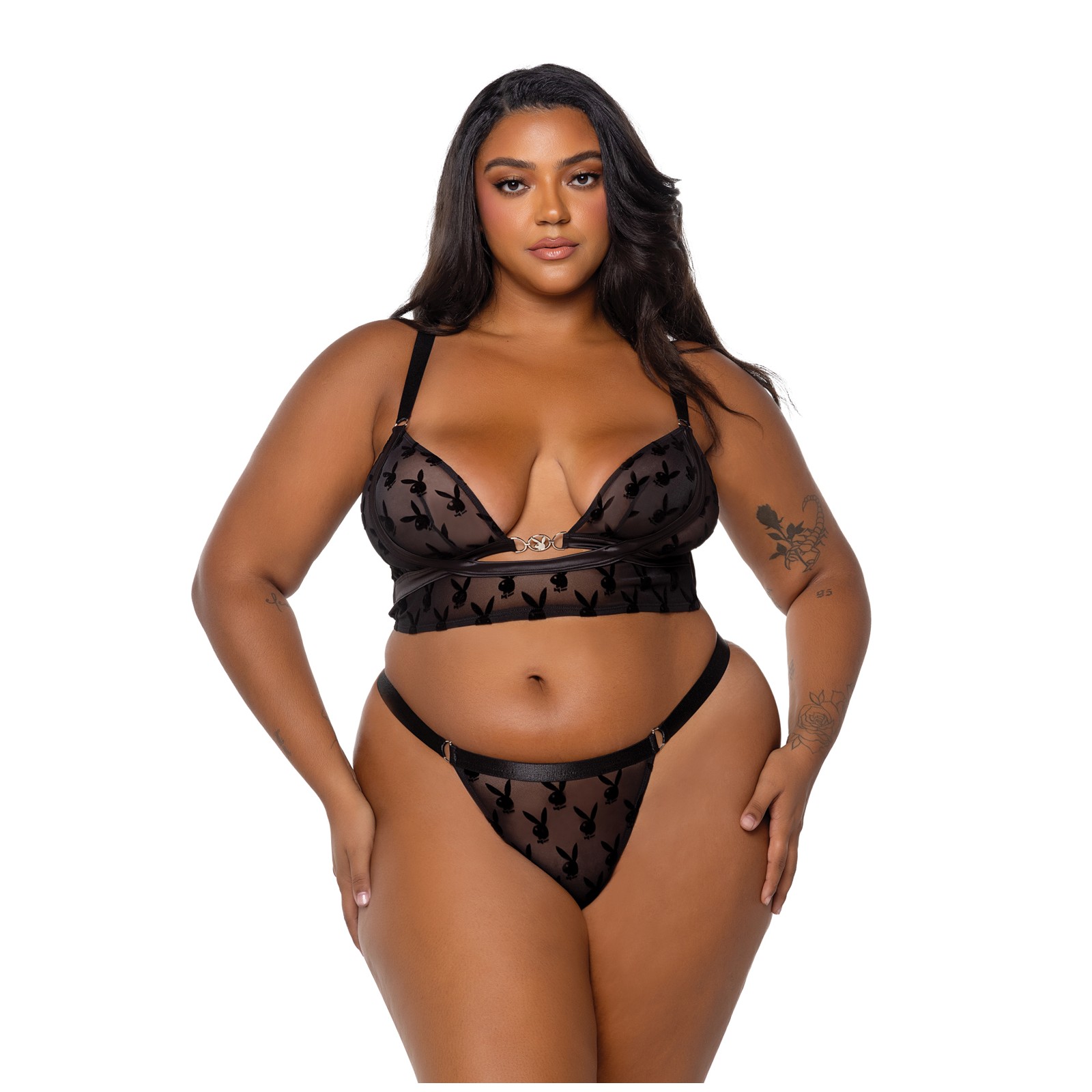 Conjunto Bralette y Thong de Encaje Playboy Bunny 1X Conjunto Bralette y Thong de Encaje Playboy Bunny 1X