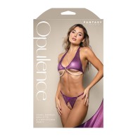 Conjunto de Top Halter de Malla Brillante y Panty Opulence - Lencería de Lujo