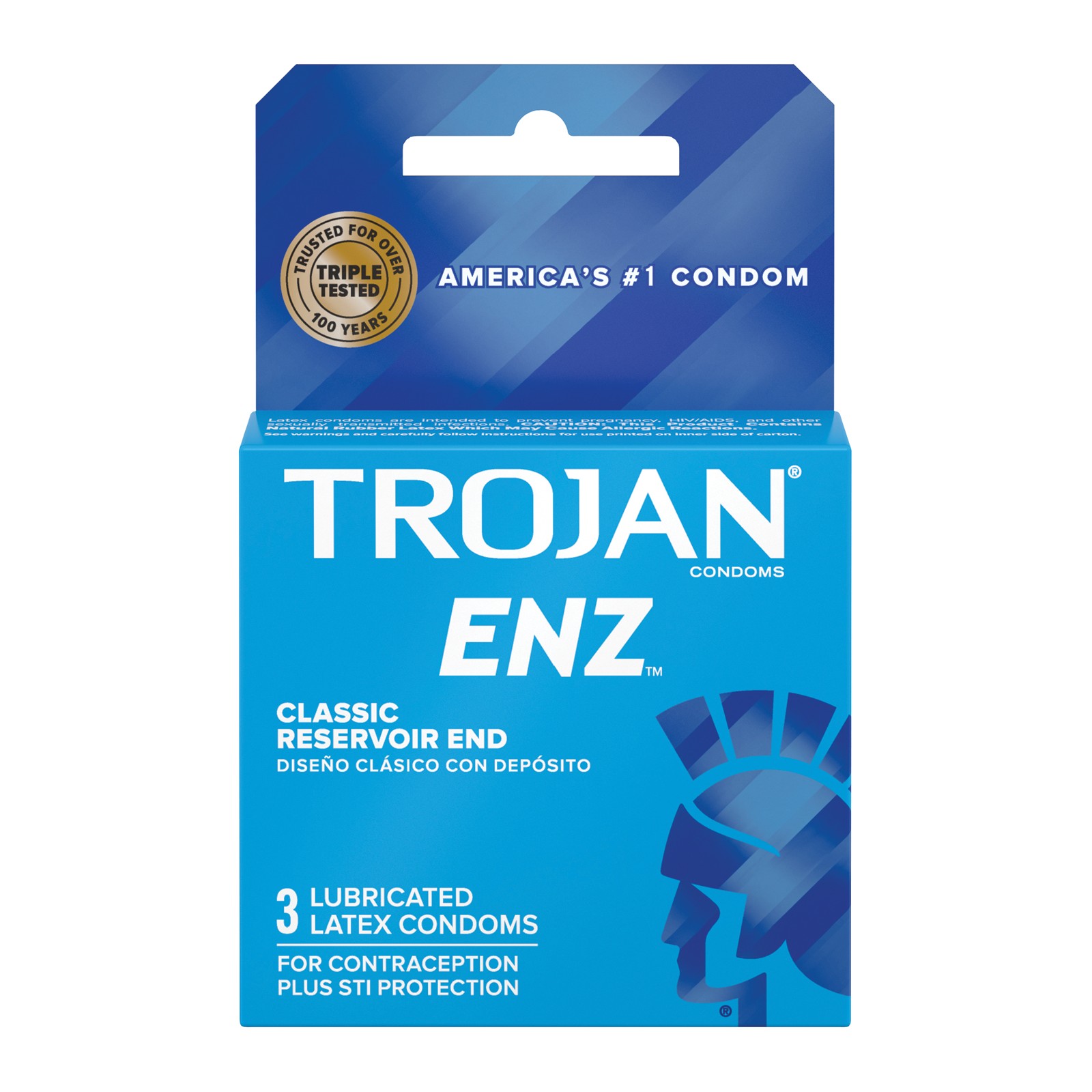 Condones Lubricados Trojan Enz Caja de 3 Condones Lubricados Trojan Enz Caja de 3