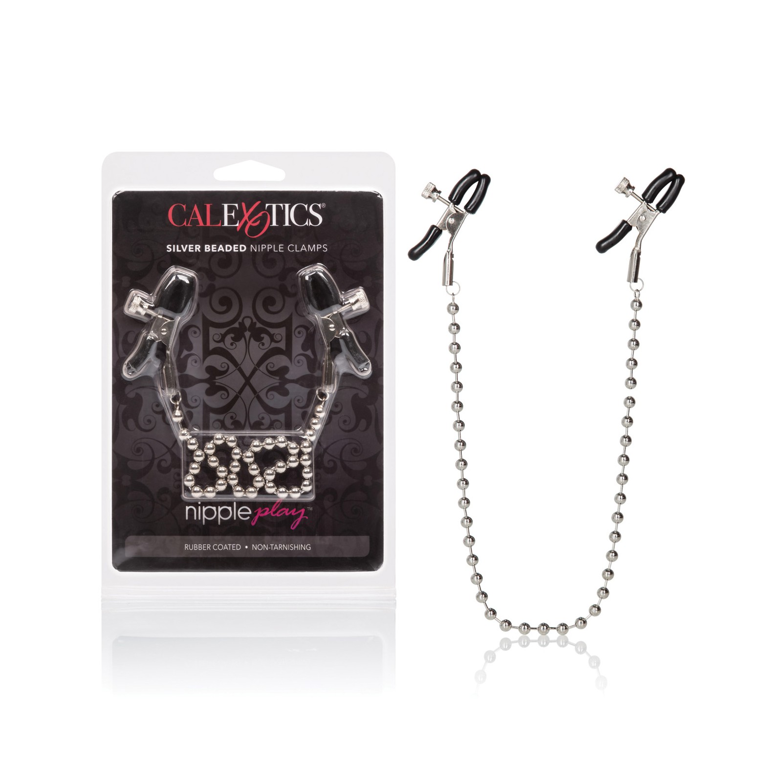 Pinzas para Pezones con Cuentas Plateadas - Accesorio de Placer Pinzas para Pezones con Cuentas Plateadas - Accesorio de Placer