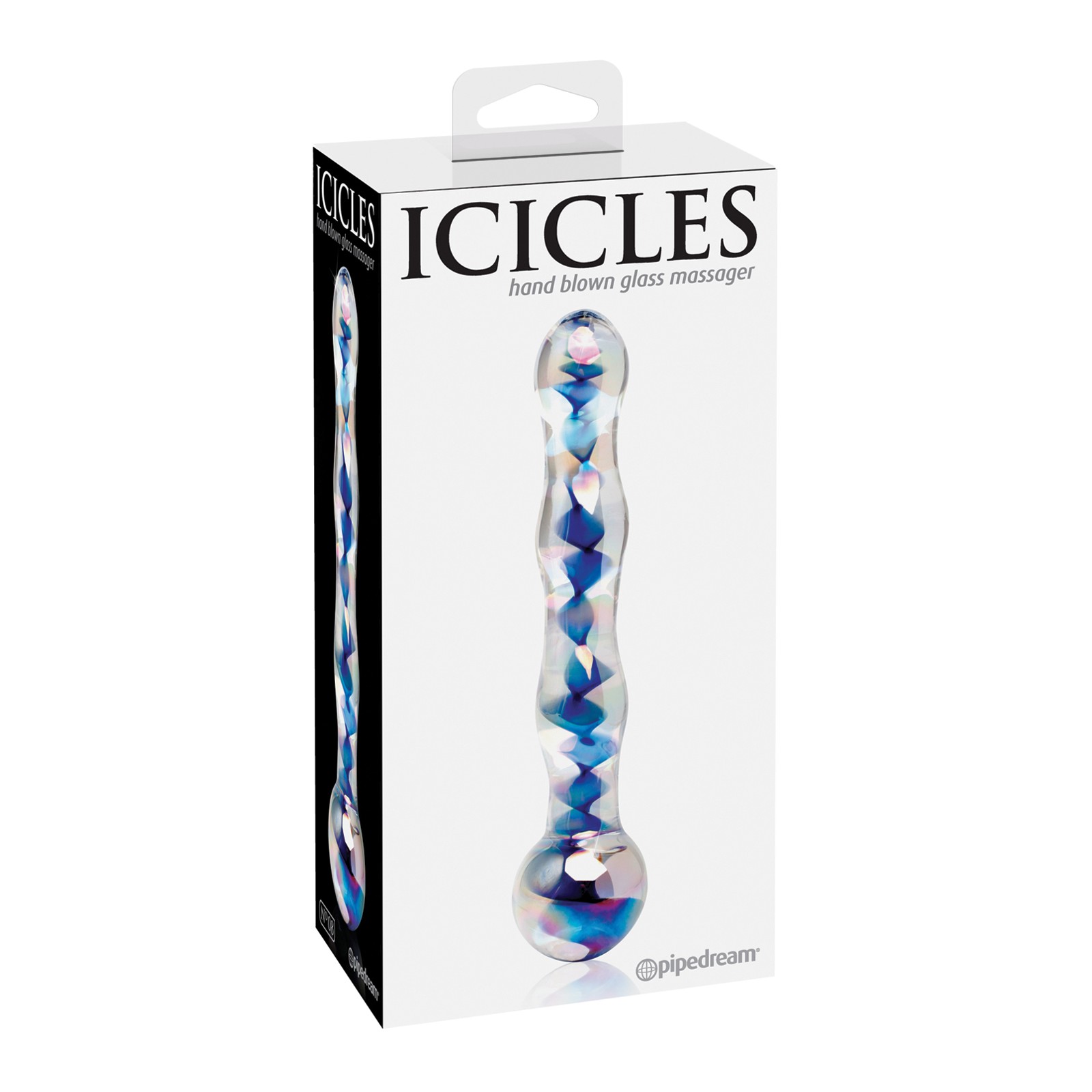 Masajeador de Cristal Icicles No. 8 Transparente Azul Masajeador de Cristal Icicles No. 8 Transparente Azul