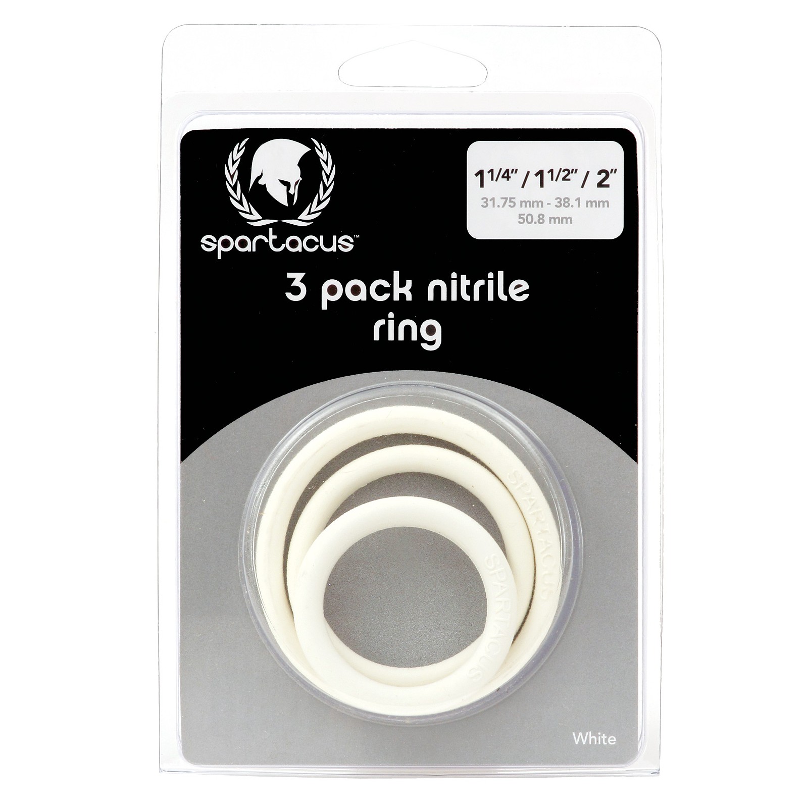 Spartacus Nitrile Cock Ring Set White Pack of 3 Spartacus Nitrile Cock Ring Set White Pack of 3