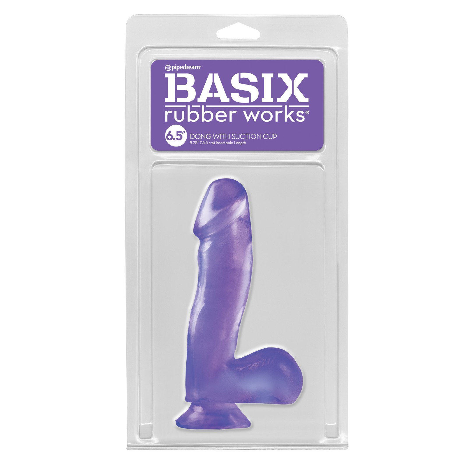 Basix Rubber Works 6.5 Inch Dong with Suction Cup Purple Basix Rubber Works 6.5 Inch Dong with Suction Cup Purple