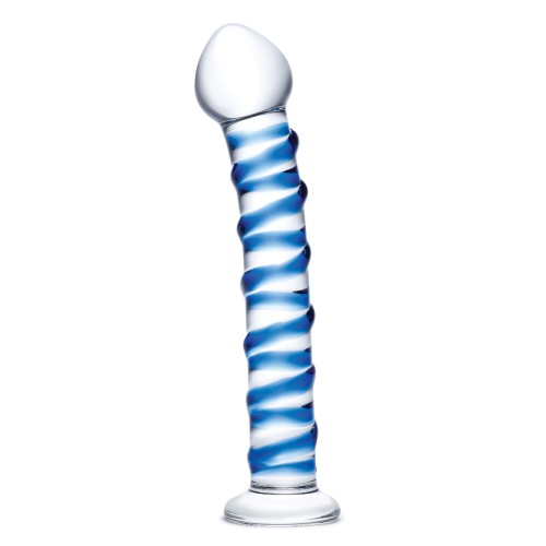 Blue Spiral Glass Dildo for G-Spot Pleasure