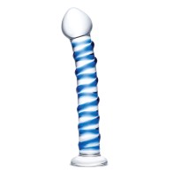 Blue Spiral Glass Dildo for G-Spot Pleasure