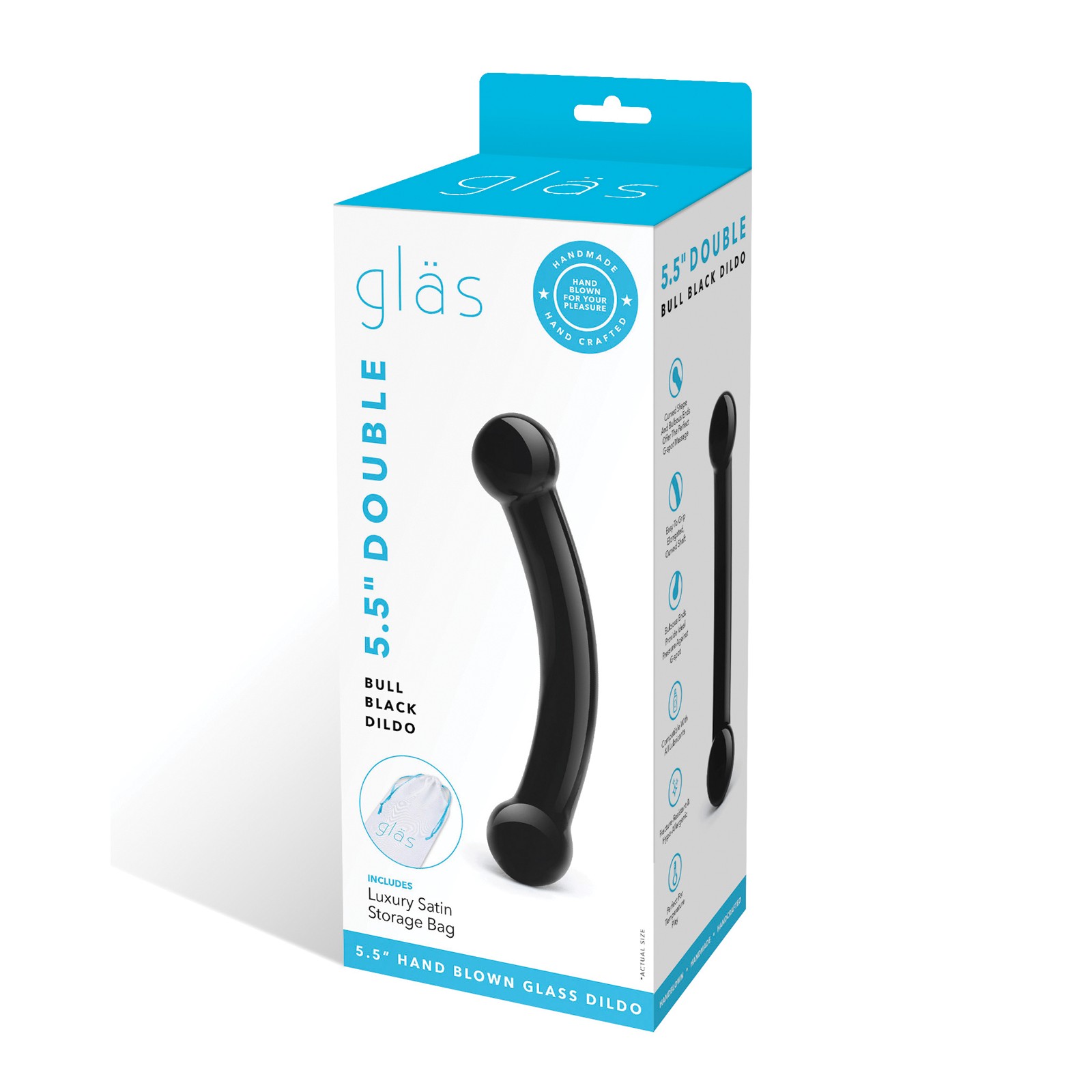 Dildo de Vidrio Negro Double Bull de Glas Dildo de Vidrio Negro Double Bull de Glas