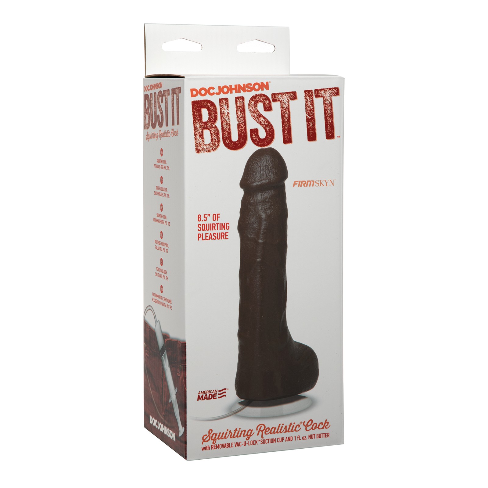 Bust It Pene Realista con Eyaculador Nut Butter Negro Bust It Pene Realista con Eyaculador Nut Butter Negro