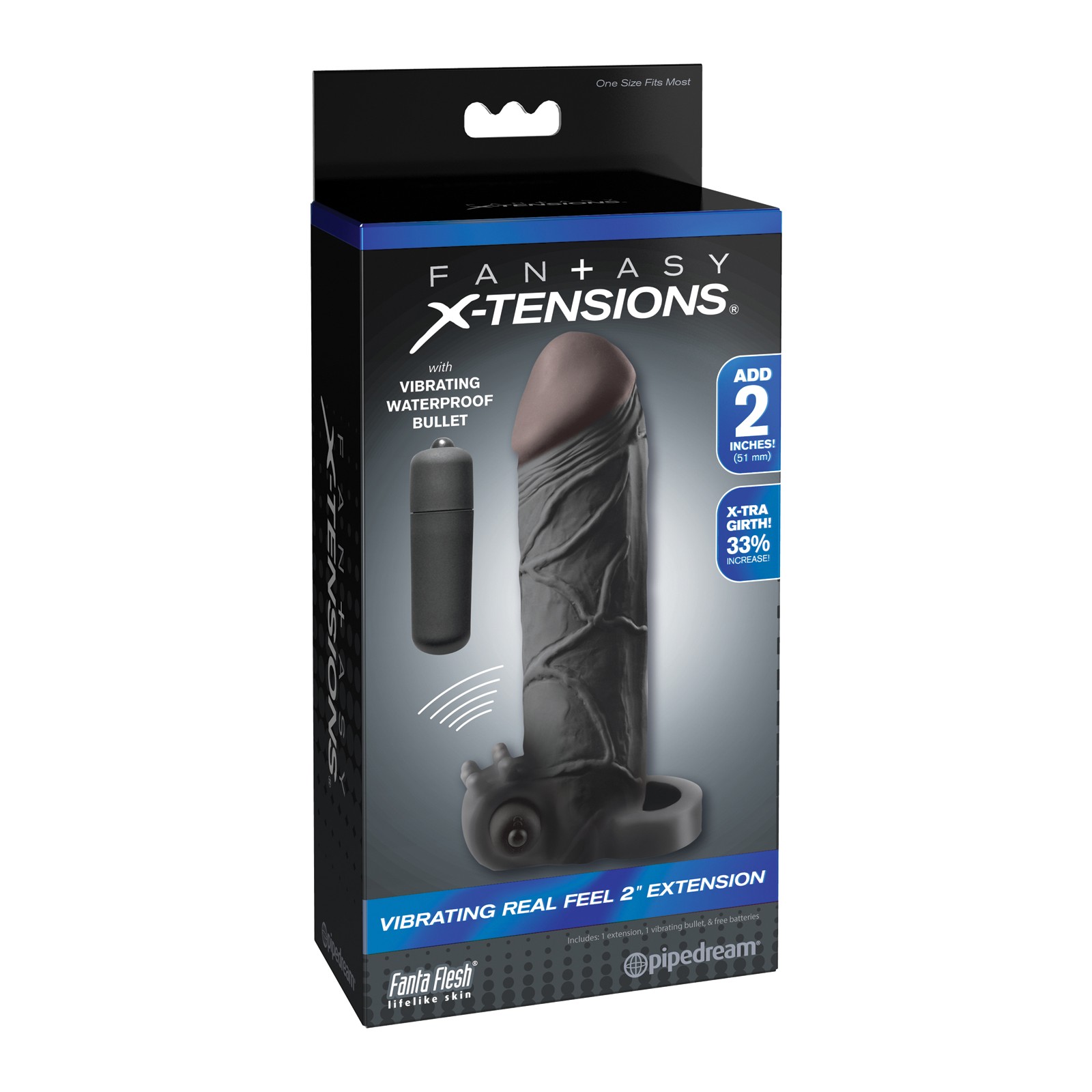 Extensión Vibrante de 2 Pulgadas Fantasy X-tensions Negra Extensión Vibrante de 2 Pulgadas Fantasy X-tensions Negra