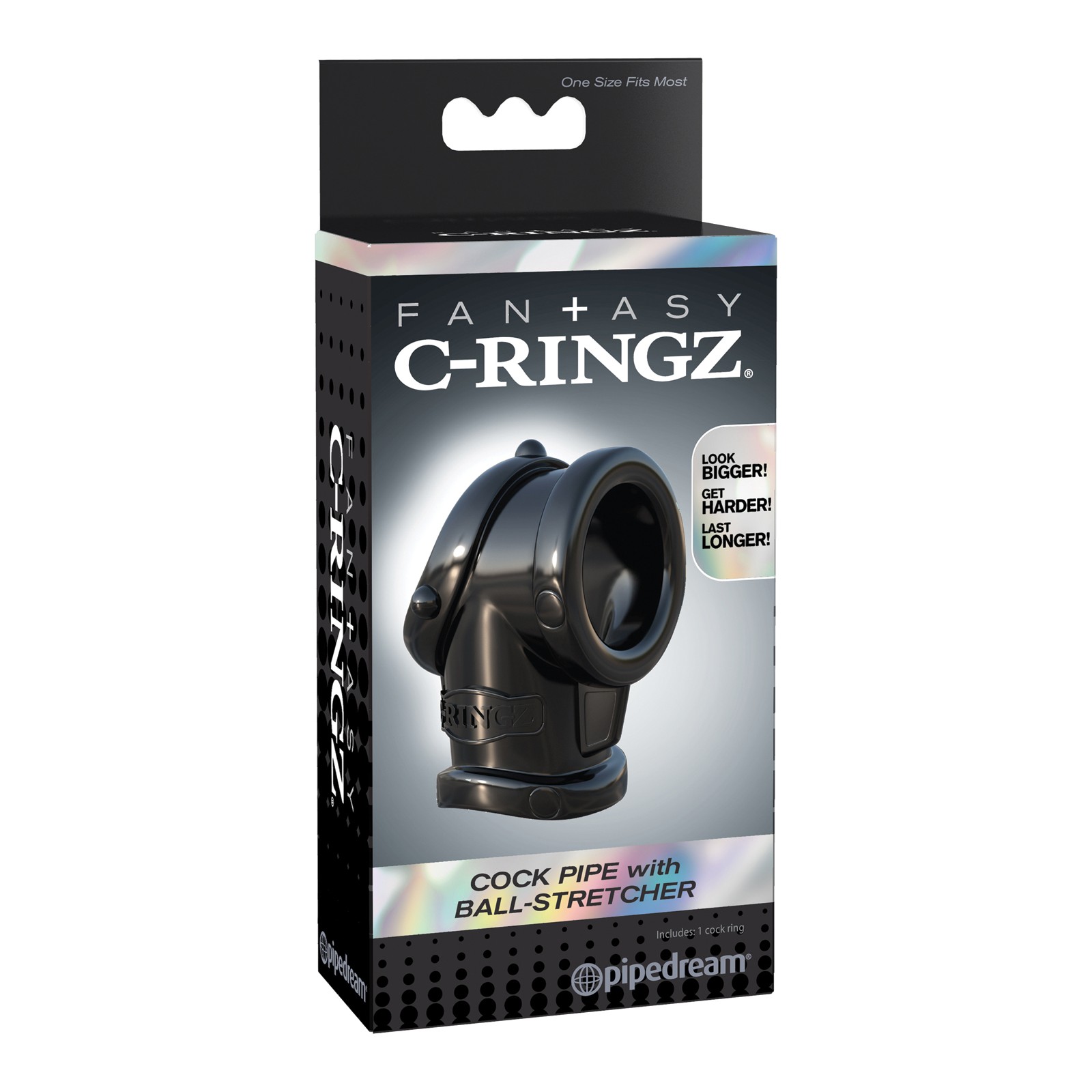 C-Ringz Fantasy Cock Pipe con Estirador de Testículos Negro C-Ringz Fantasy Cock Pipe con Estirador de Testículos Negro