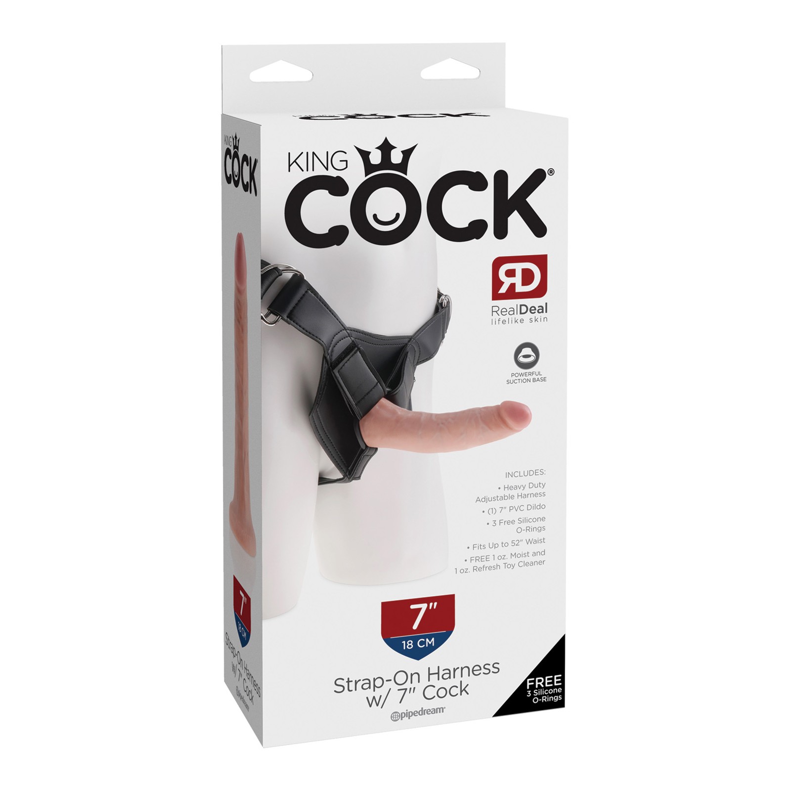 King Cock Strap-On Harness with 7 Inch Cock Flesh King Cock Strap-On Harness with 7 Inch Cock Flesh
