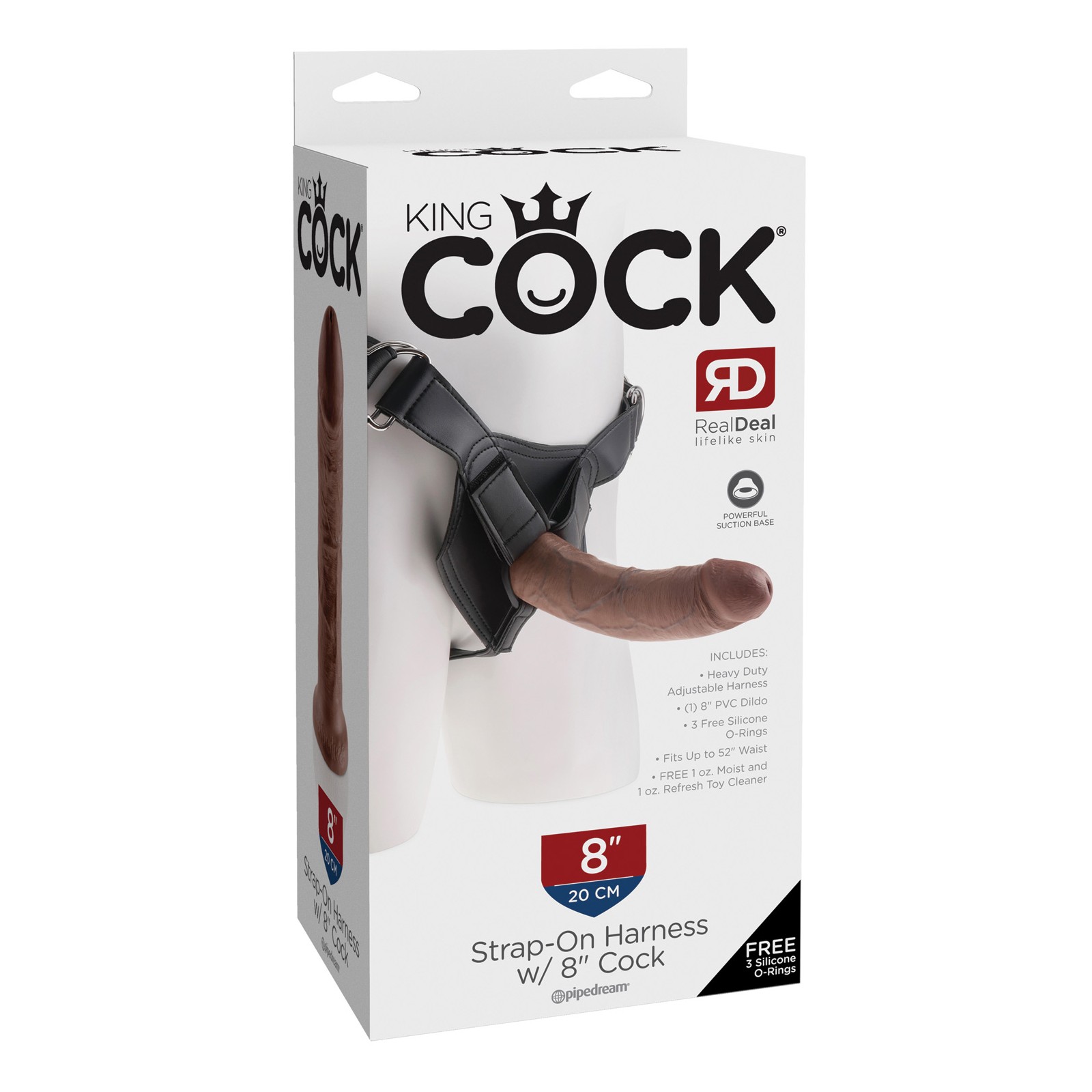 King Cock Strap On with 8 Inch Cock Brown King Cock Strap On with 8 Inch Cock Brown