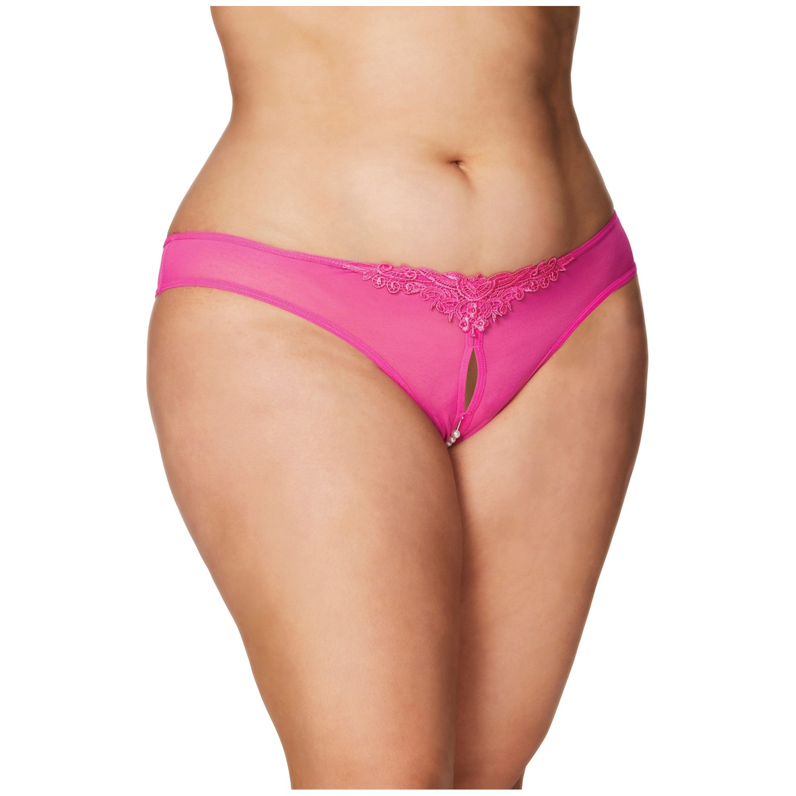 Thong Crotchless con Perlas Rosa Fucsia 3X/4X Thong Crotchless con Perlas Rosa Fucsia 3X/4X