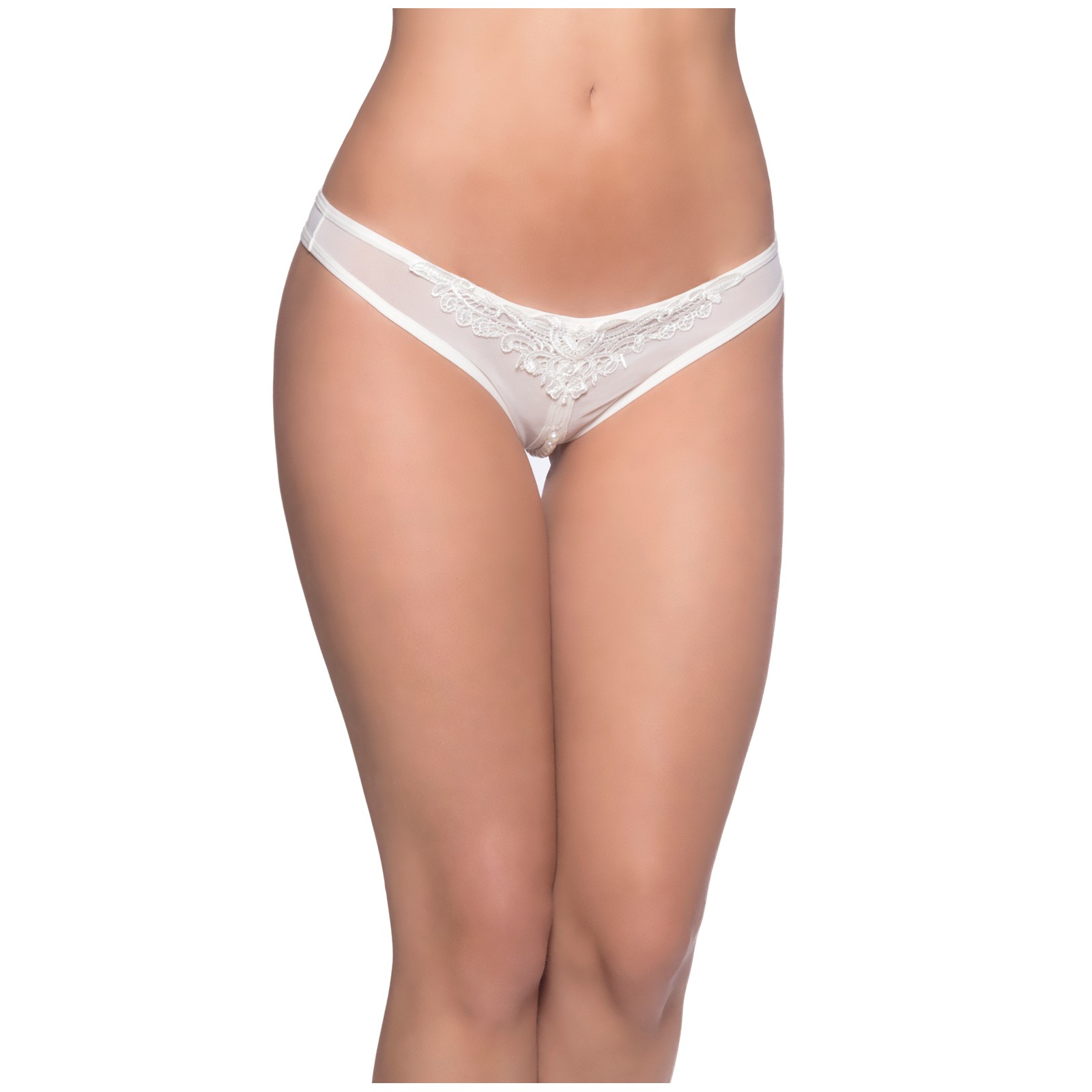 Tanga Crotchless con Perlas Blanco Tanga Crotchless con Perlas Blanco