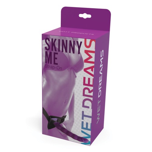 Wet Dreams Skinny Me Strap-on con Arnés Púrpura